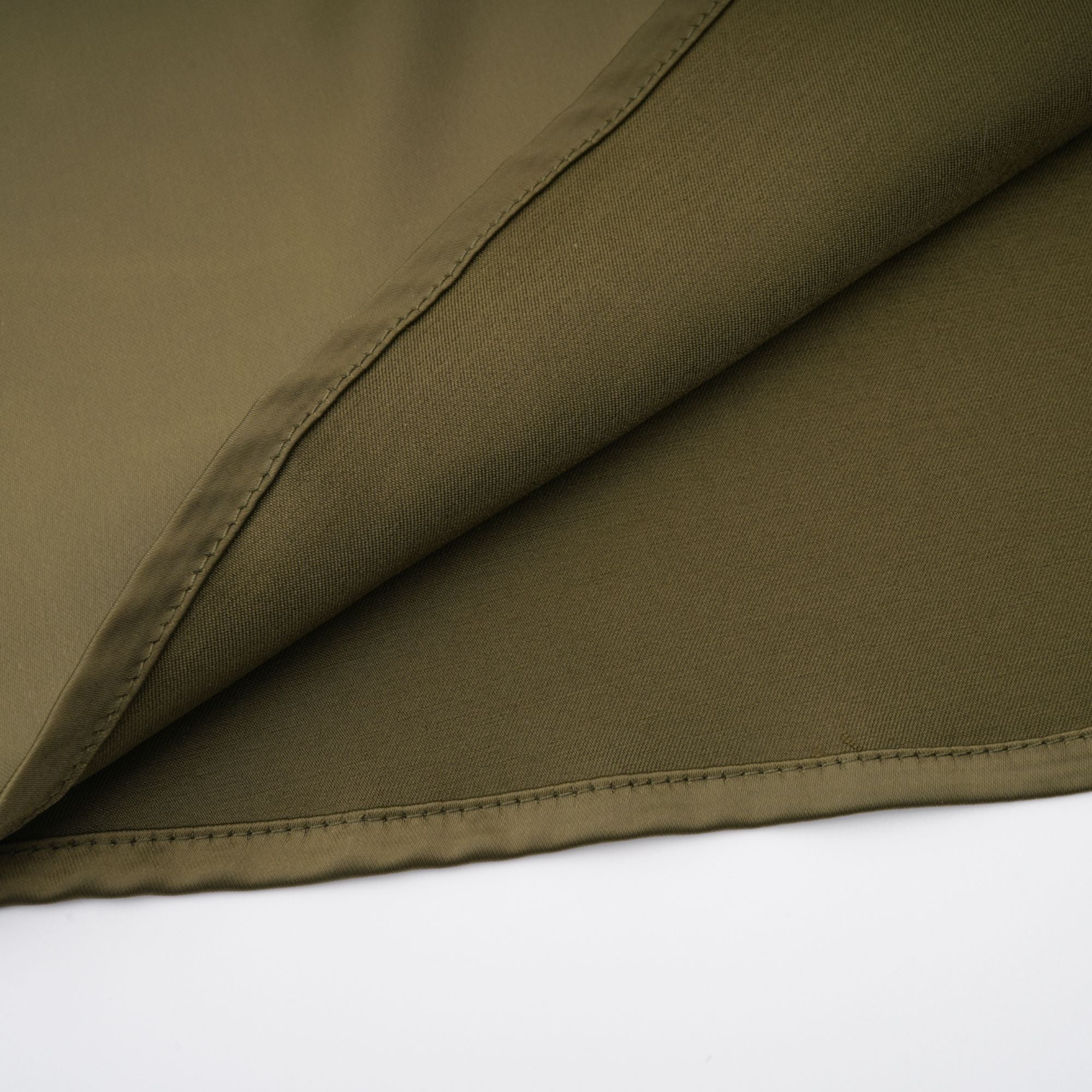 Olive green sleeveless maxi dress with a satin skirt