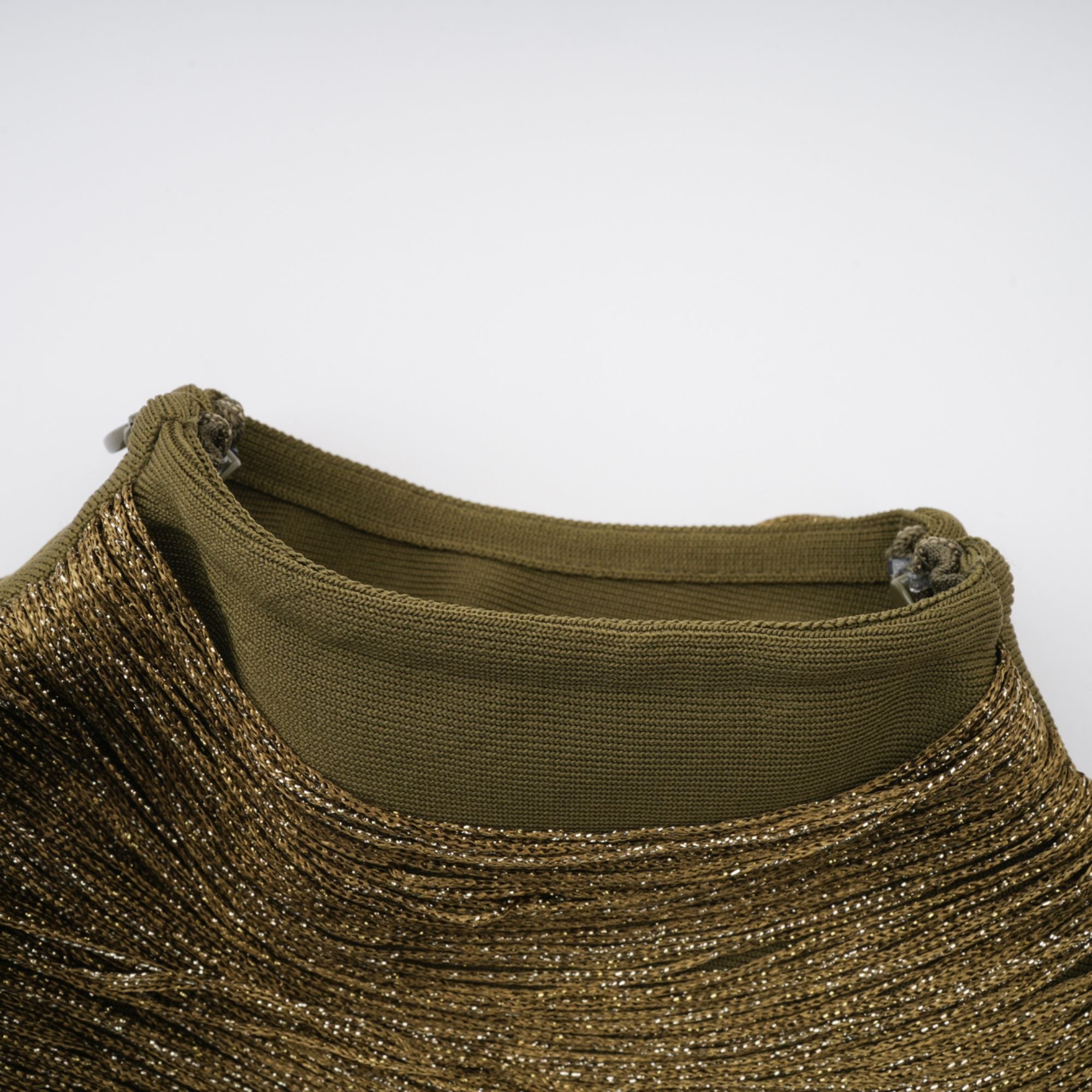 Olive green sleeveless maxi dress with a satin skirt