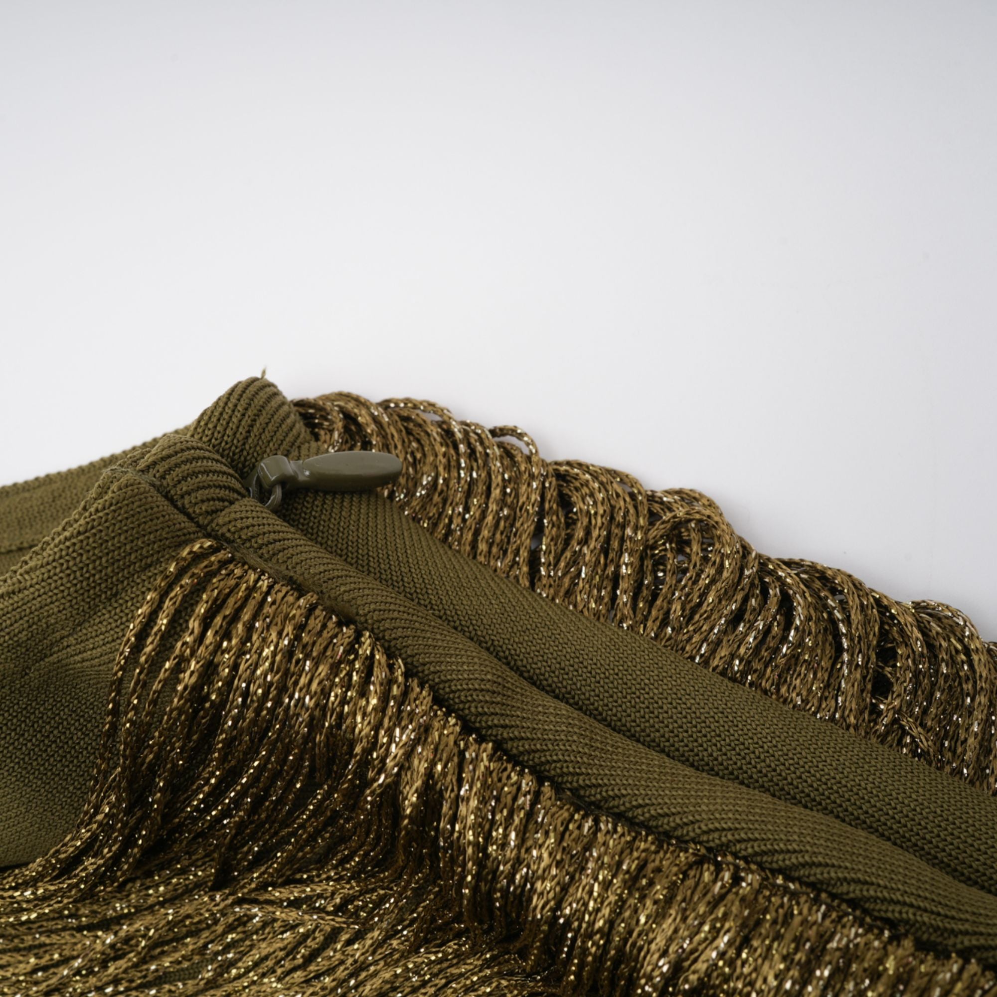 Olive green sleeveless maxi dress with a satin skirt