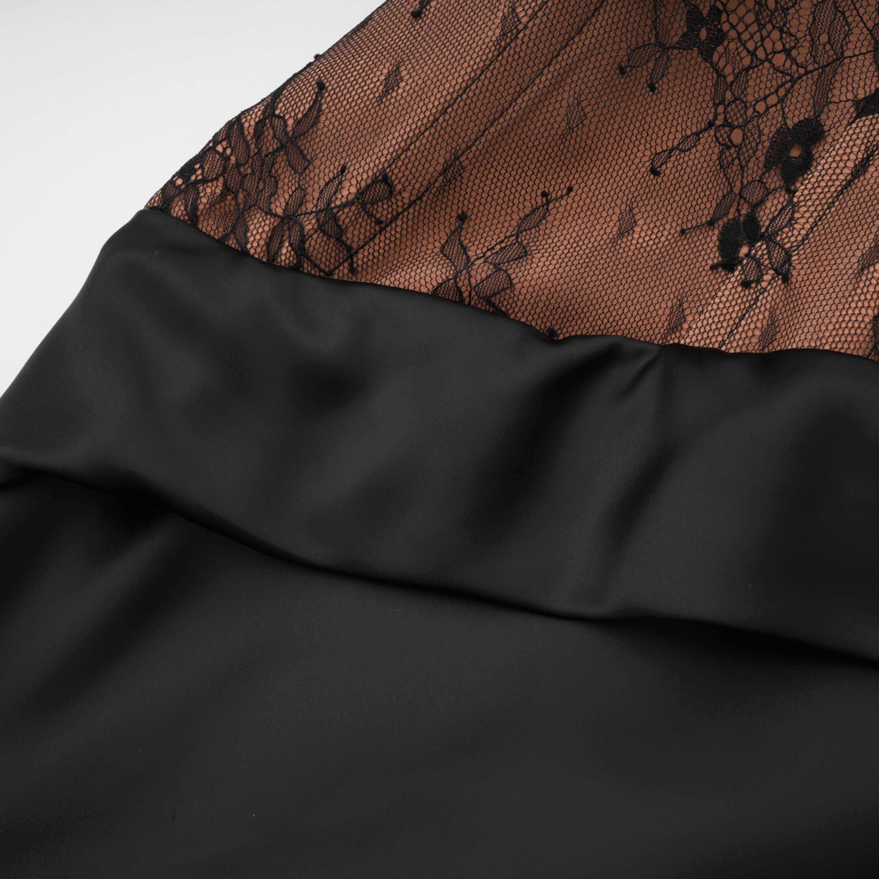 Black Lace Panel Satin Maxi Dress