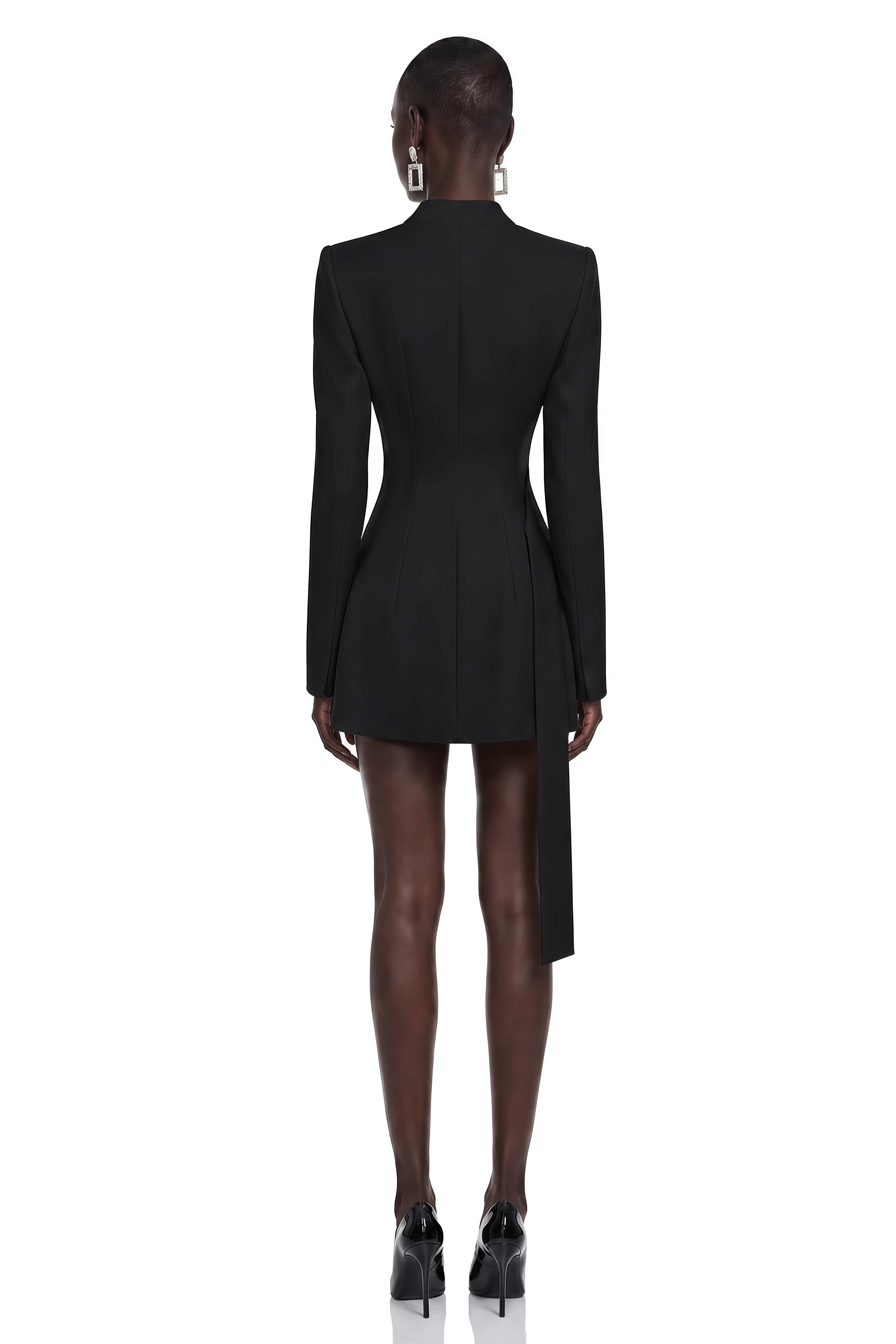 Daleyza Black Asymmetrical Hem Belted Blazer Jacket