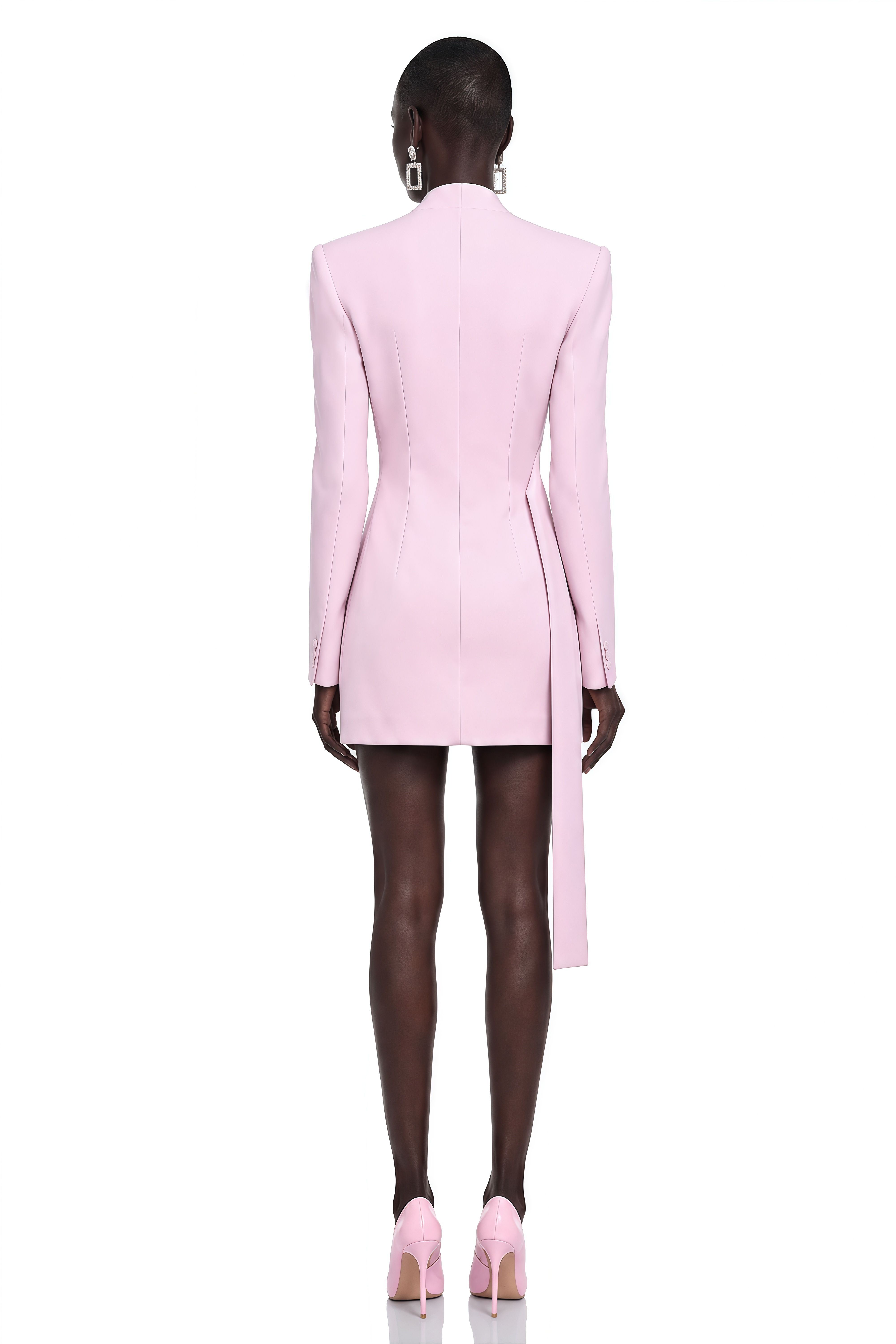 Daleyza Pink Asymmetrical Hem Belted Blazer Jacket