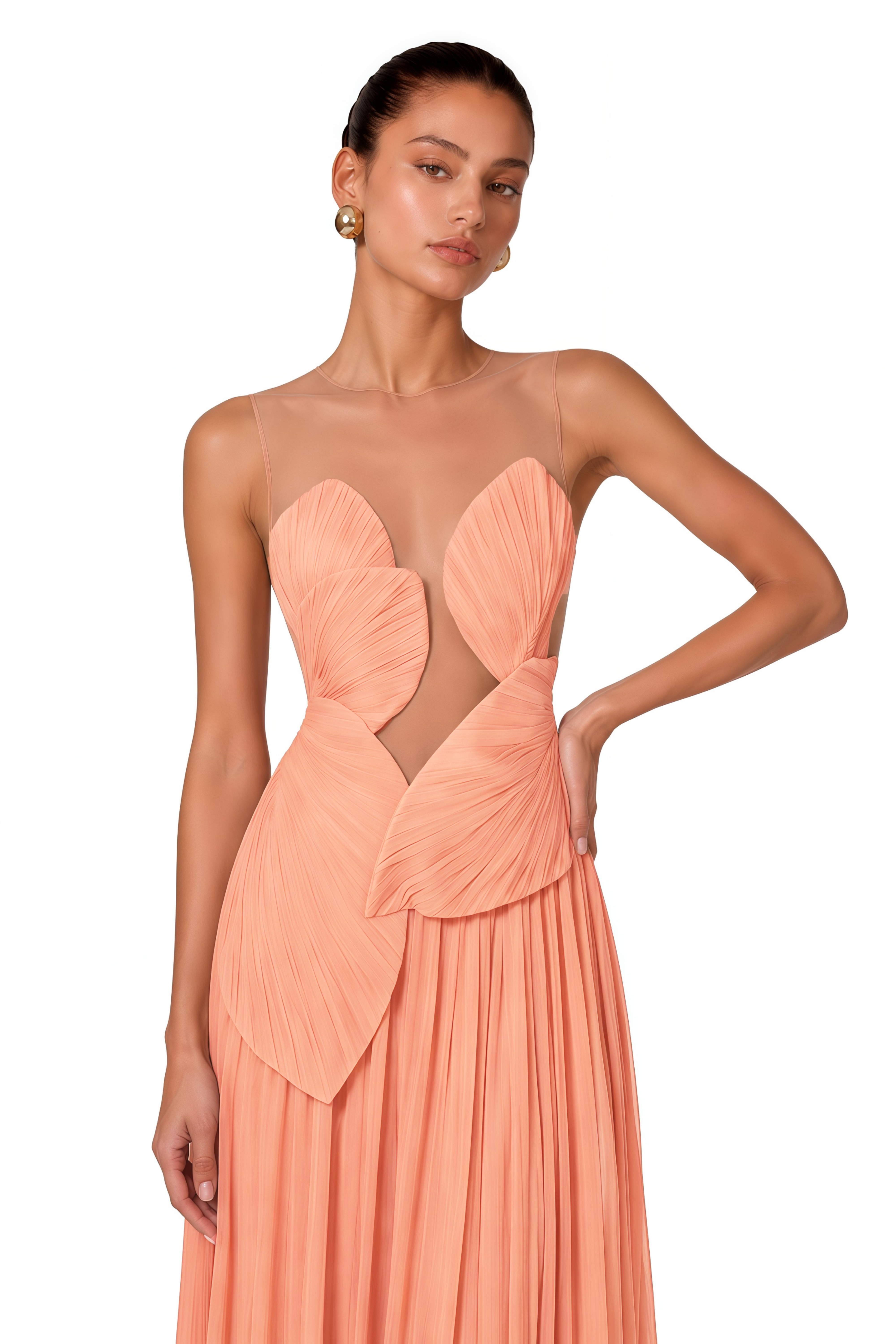 Dalila Pink Backless Asymmetrical Ruched Maxi Dress