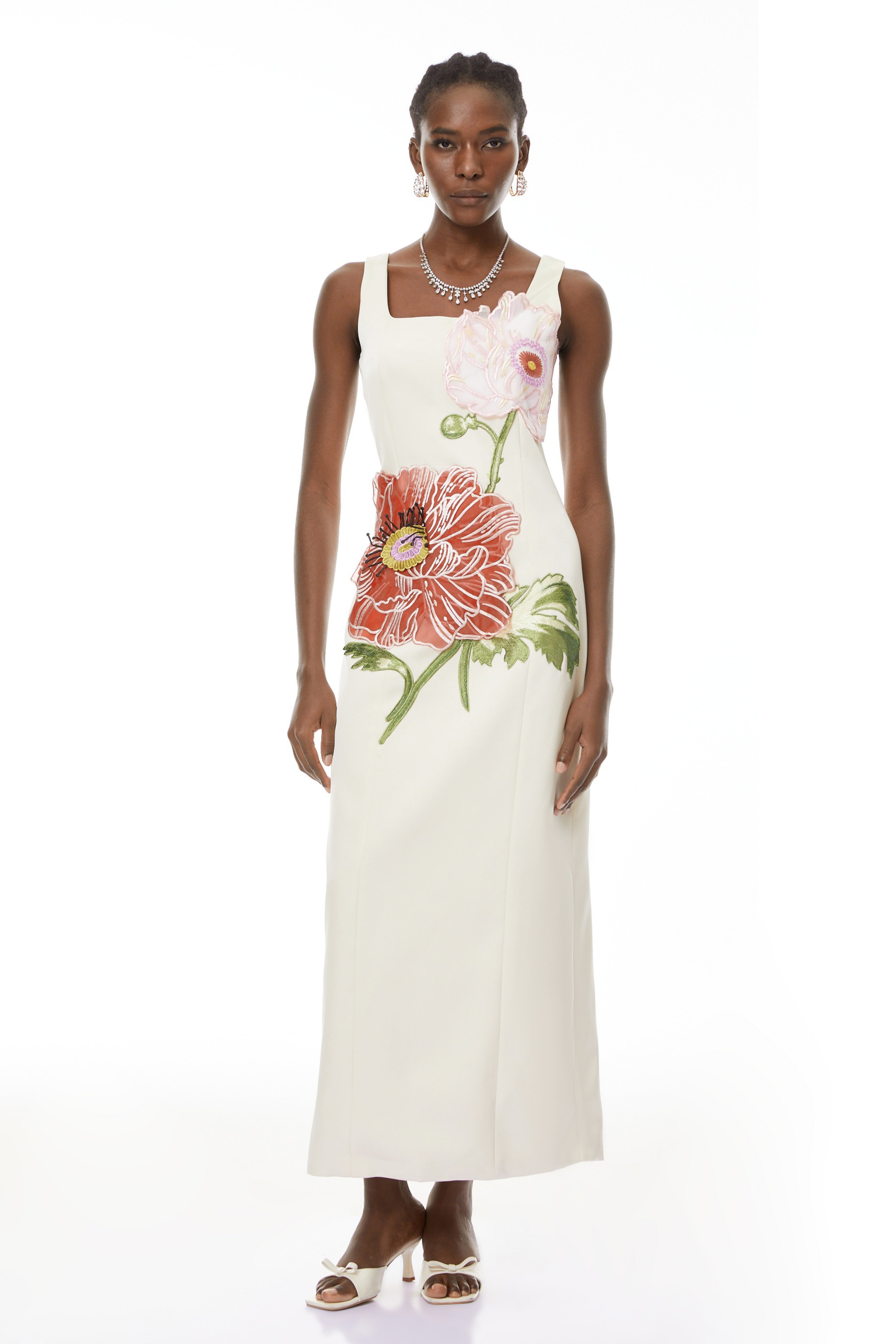 White Flora Embroidered Maxi Dress