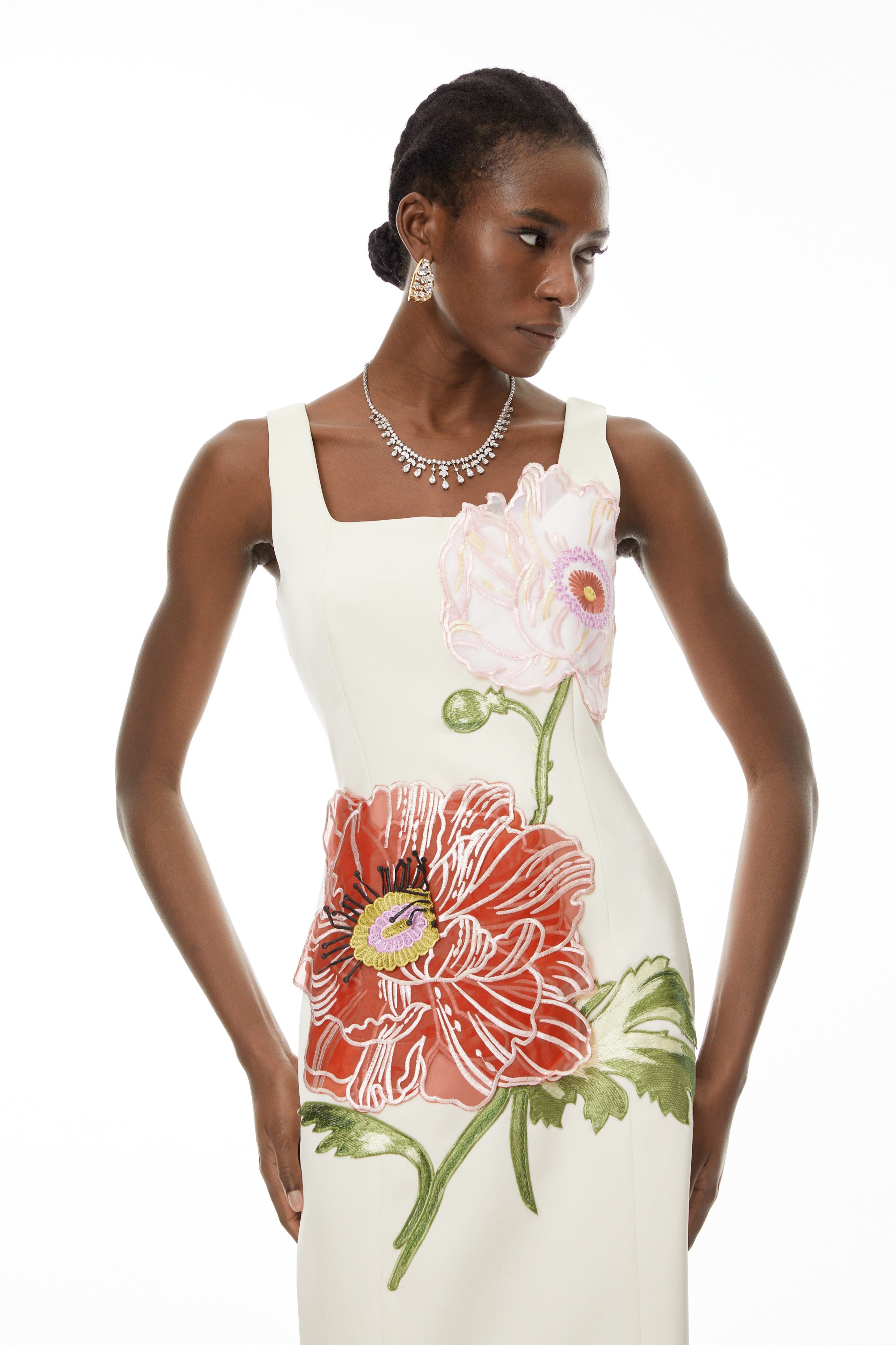 White Flora Embroidered Maxi Dress