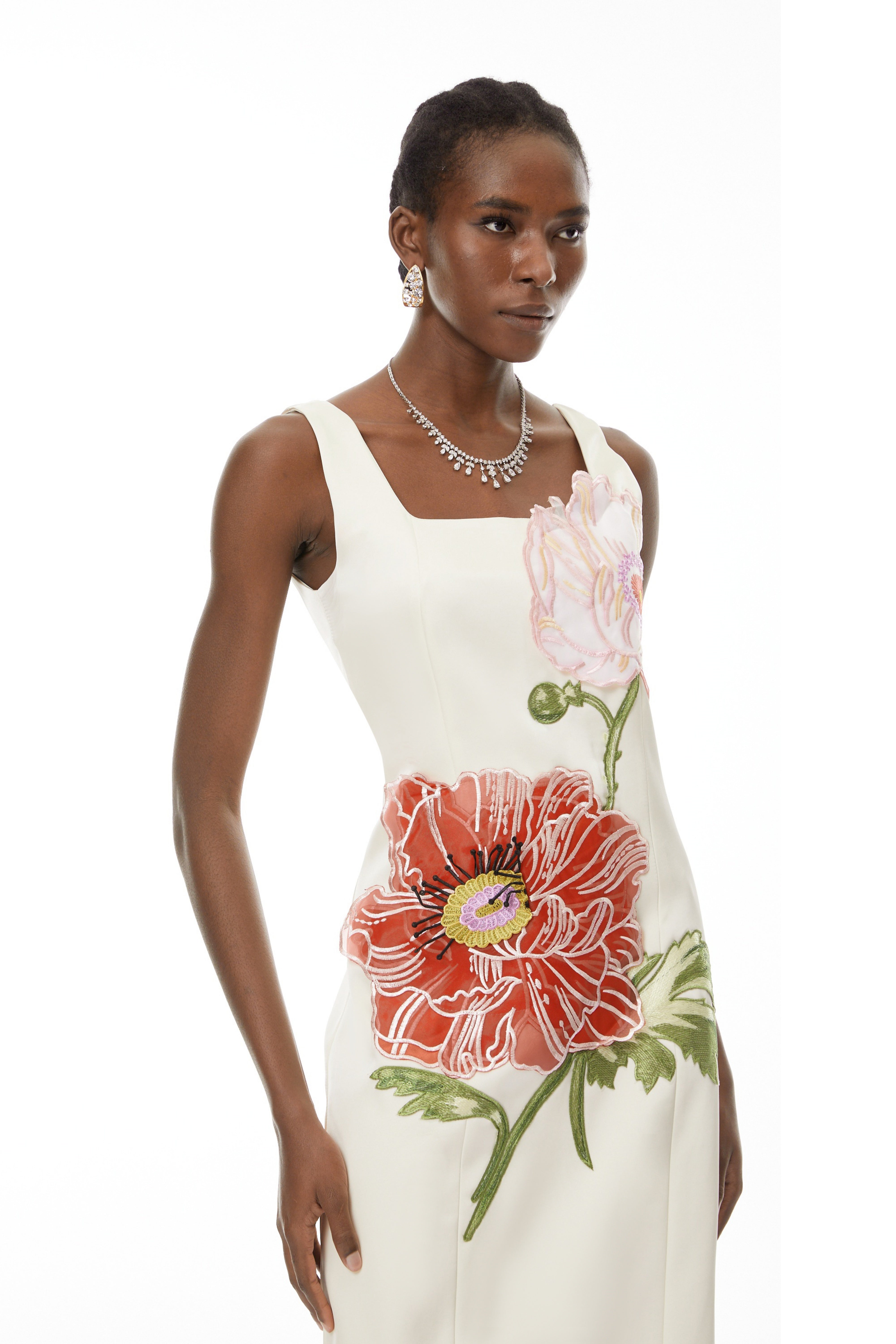 White Flora Embroidered Maxi Dress