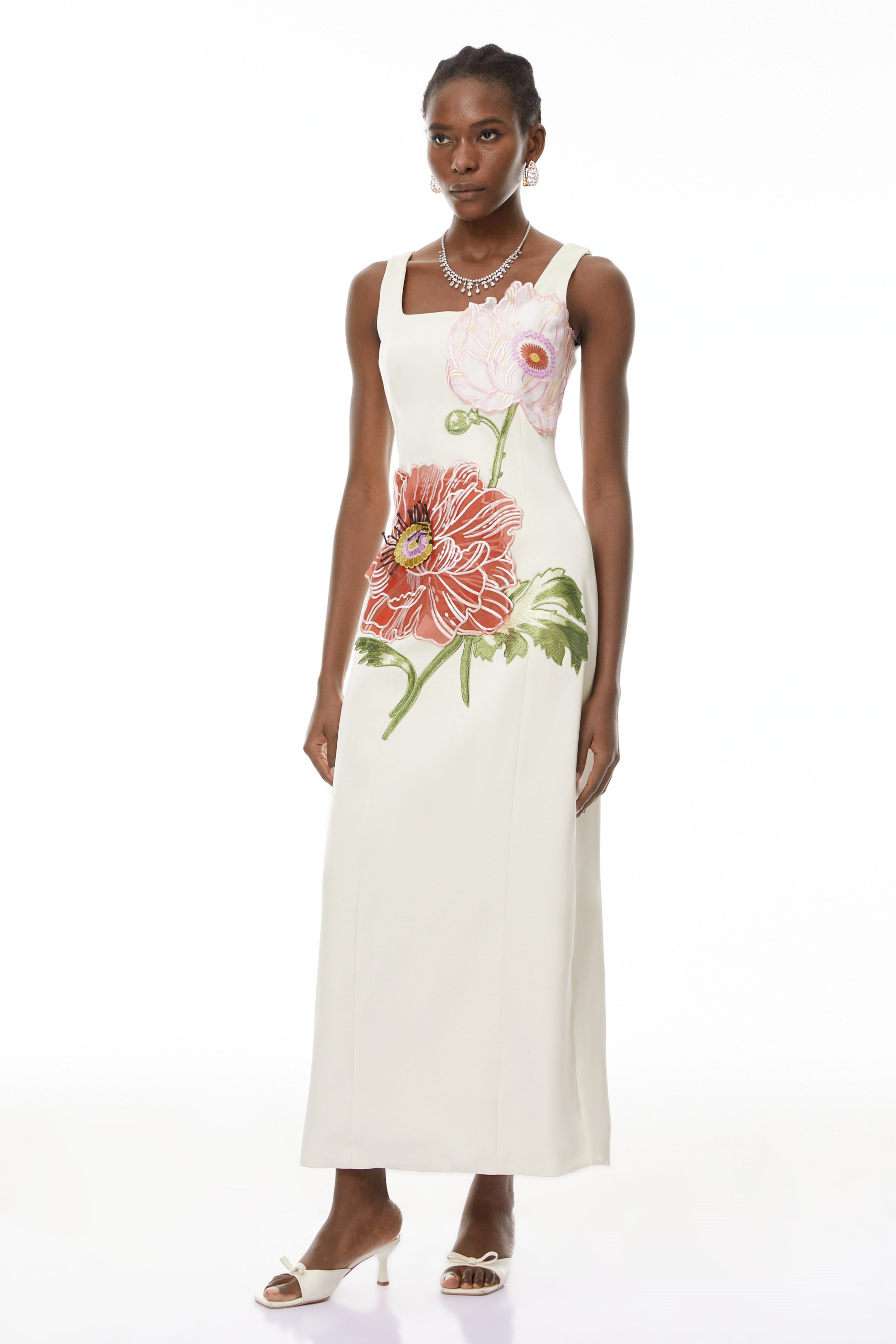 White Flora Embroidered Maxi Dress