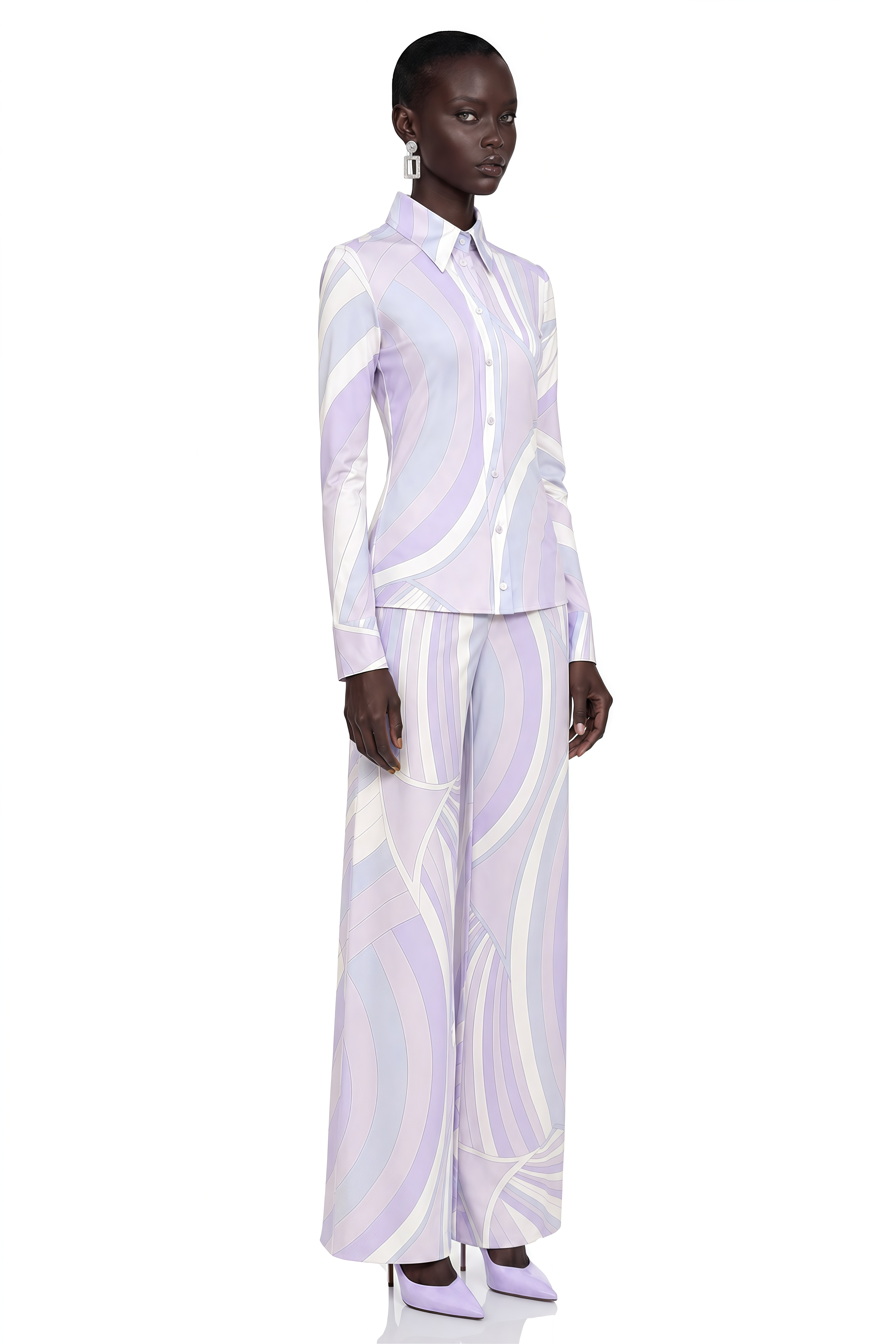Danica Lavender Abstract Print Shirt Shirt & Trousers