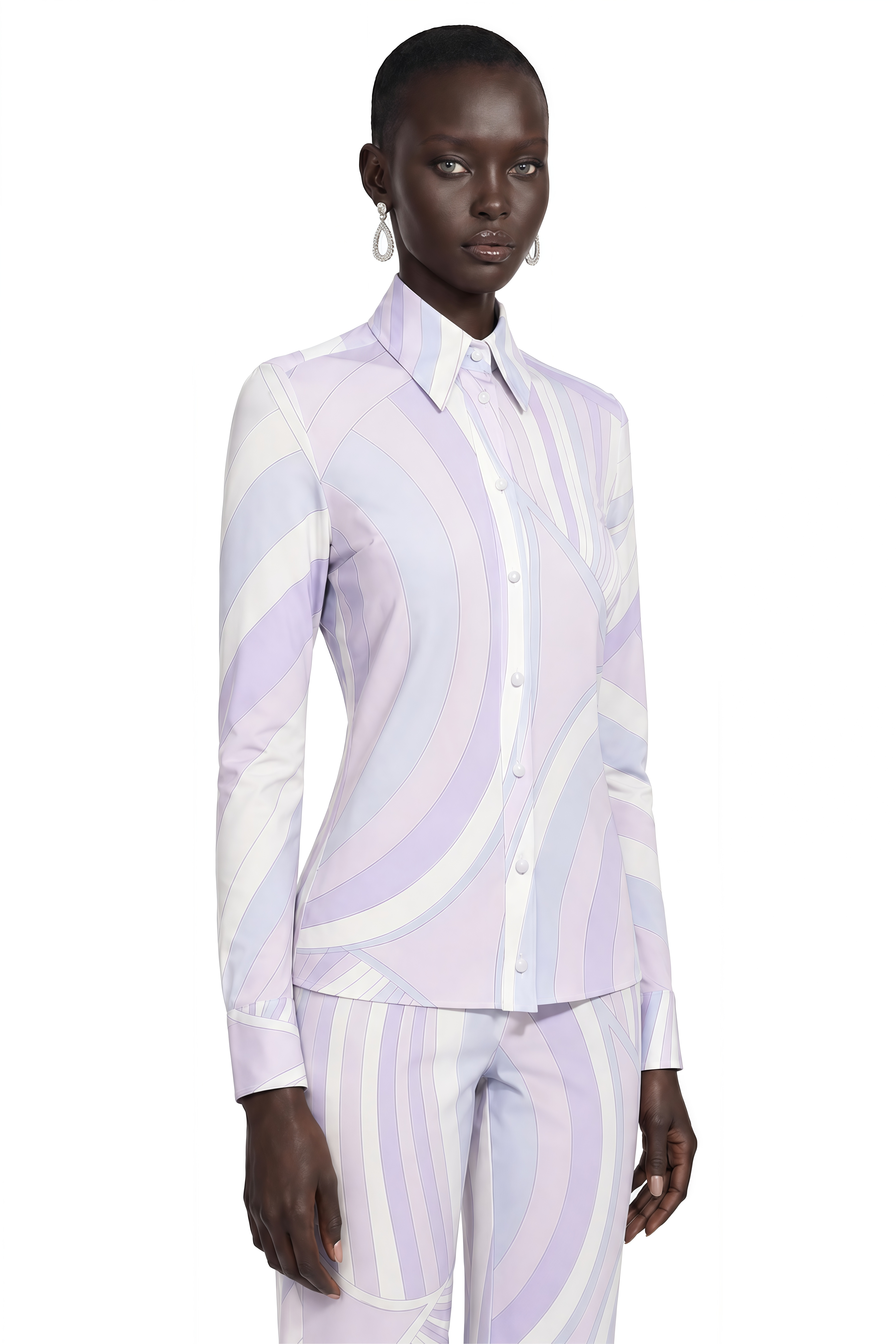 Danica Lavender Abstract Print Shirt Shirt & Trousers
