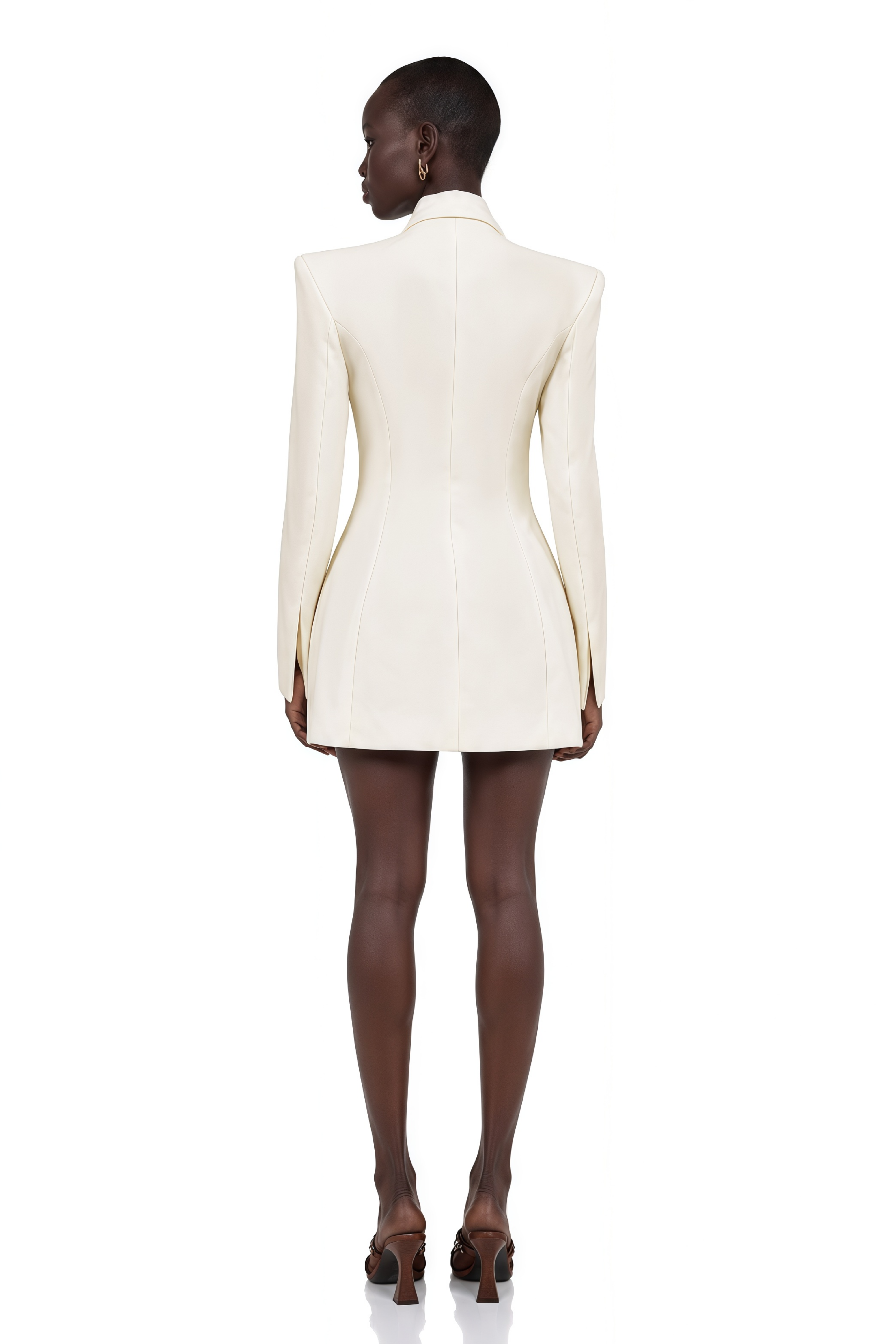 Off-white structured blazer and shorts set