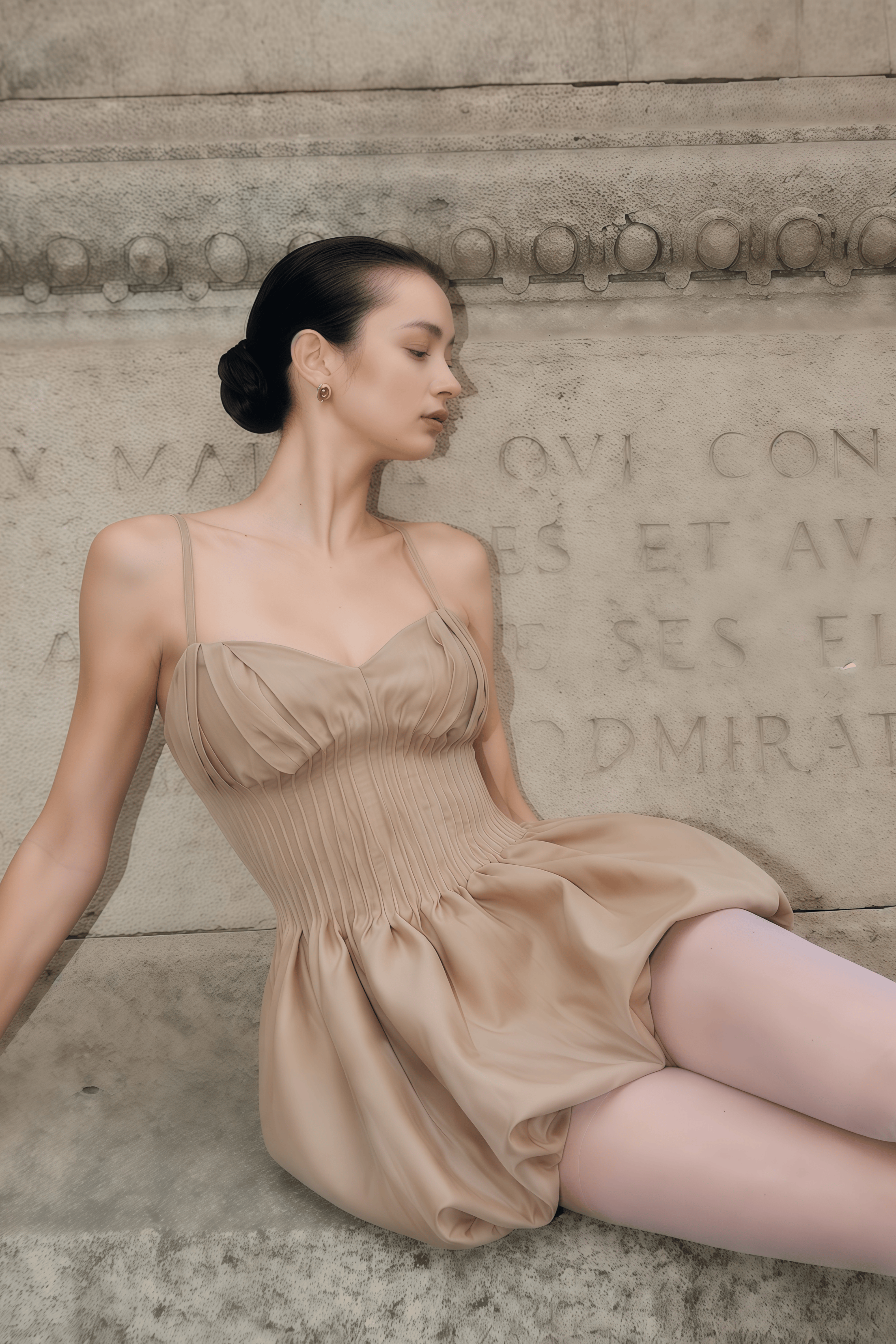 Deborah Champagne Sweetheart Pleated Mini Dress