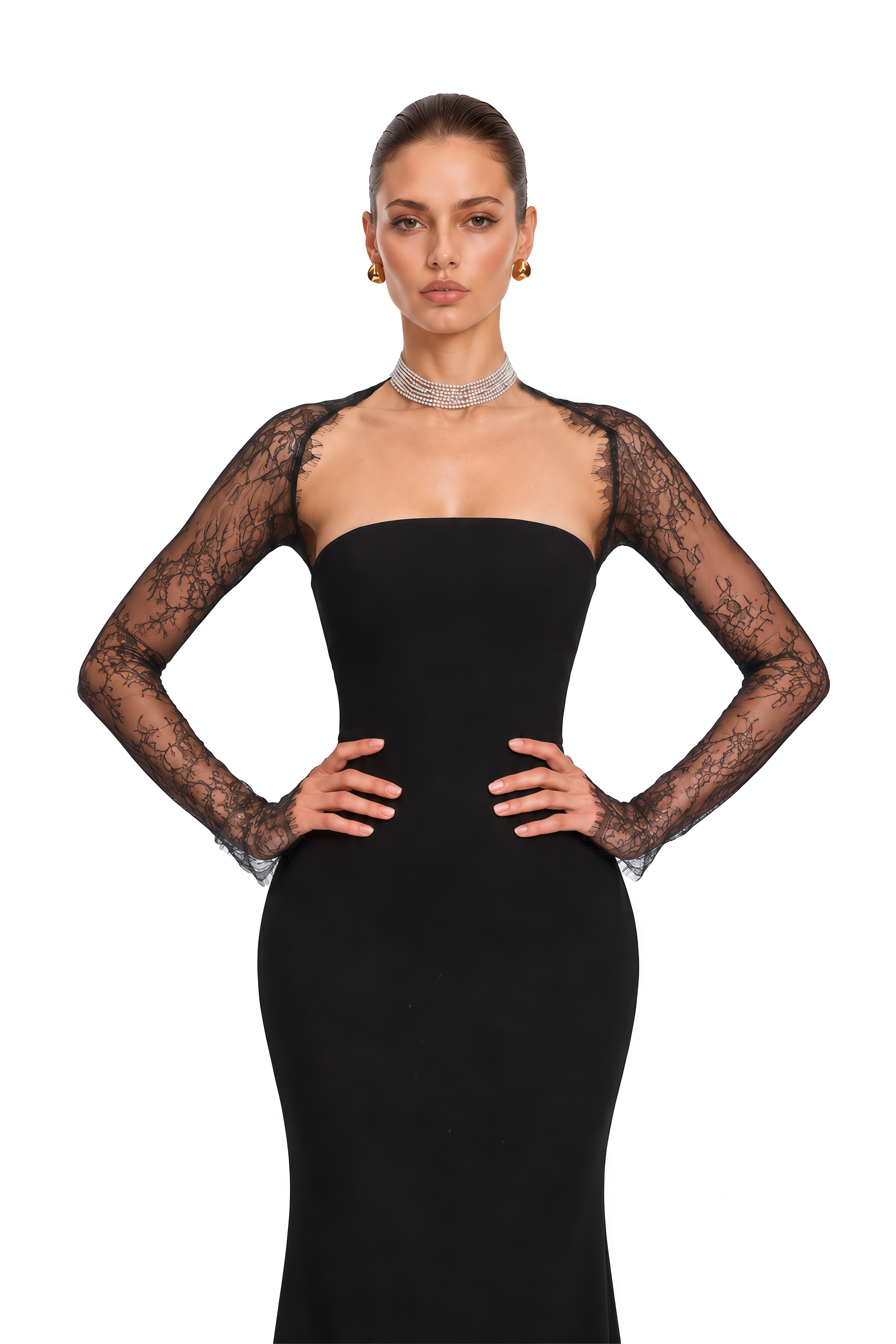 Delaney Black Lace Crop Top & Maxi Dress Set
