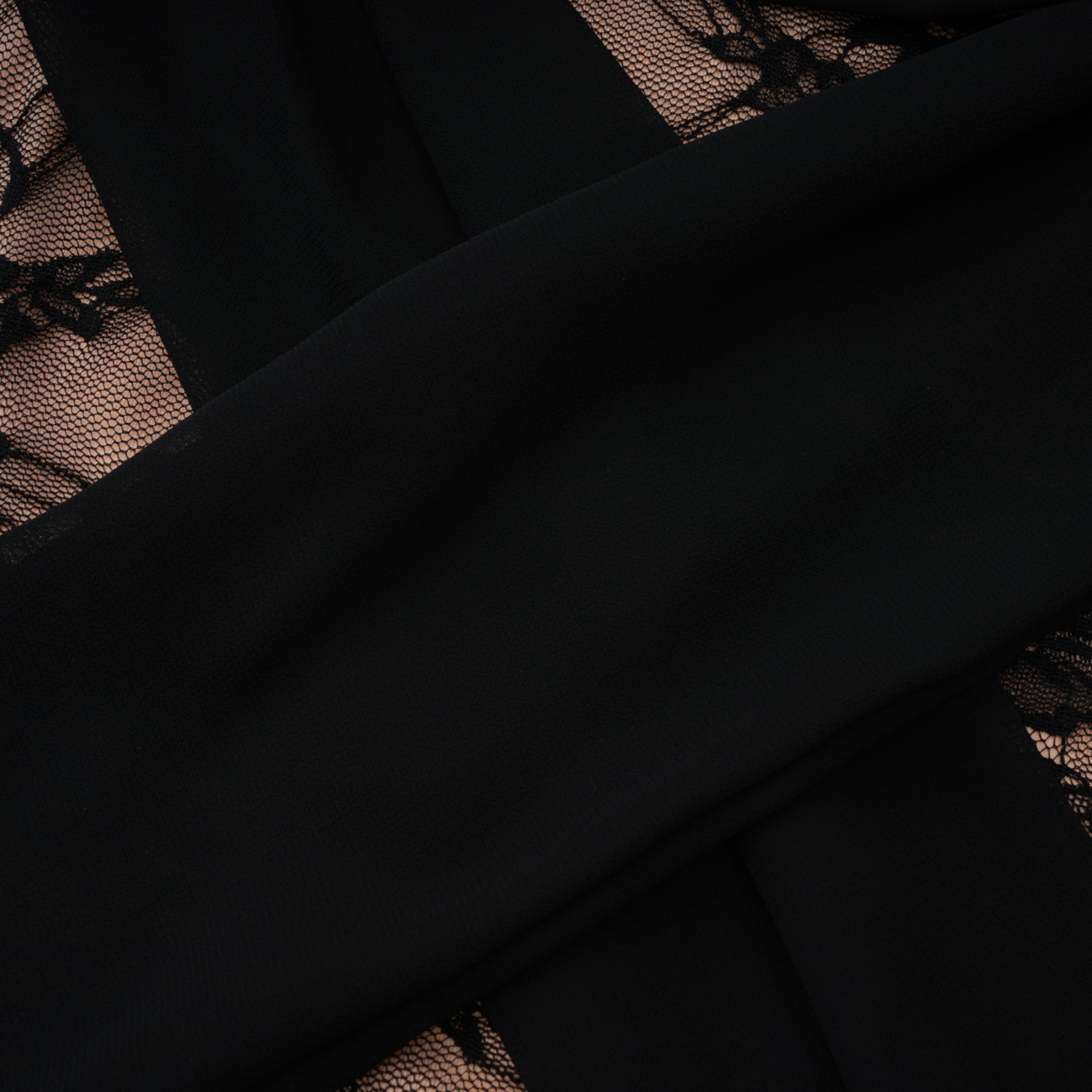 Dildar Black Cross Front Maxi Dress with Lace Panels