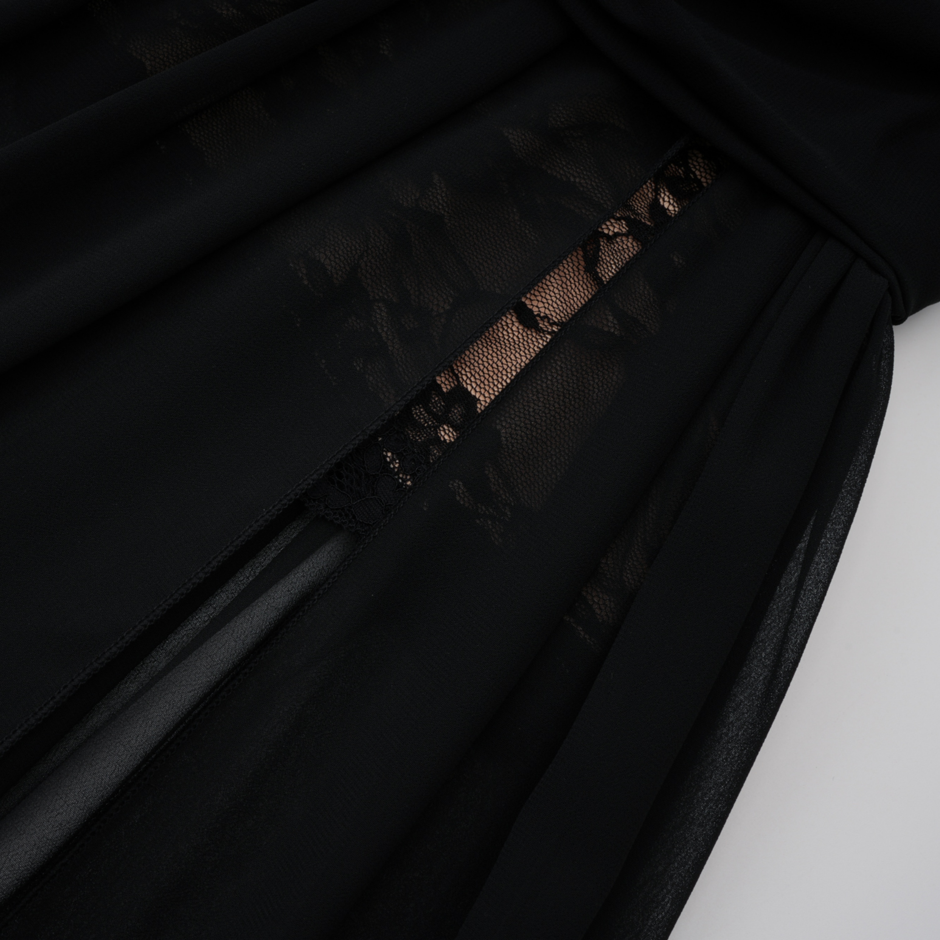 Dildar Black Cross Front Maxi Dress with Lace Panels