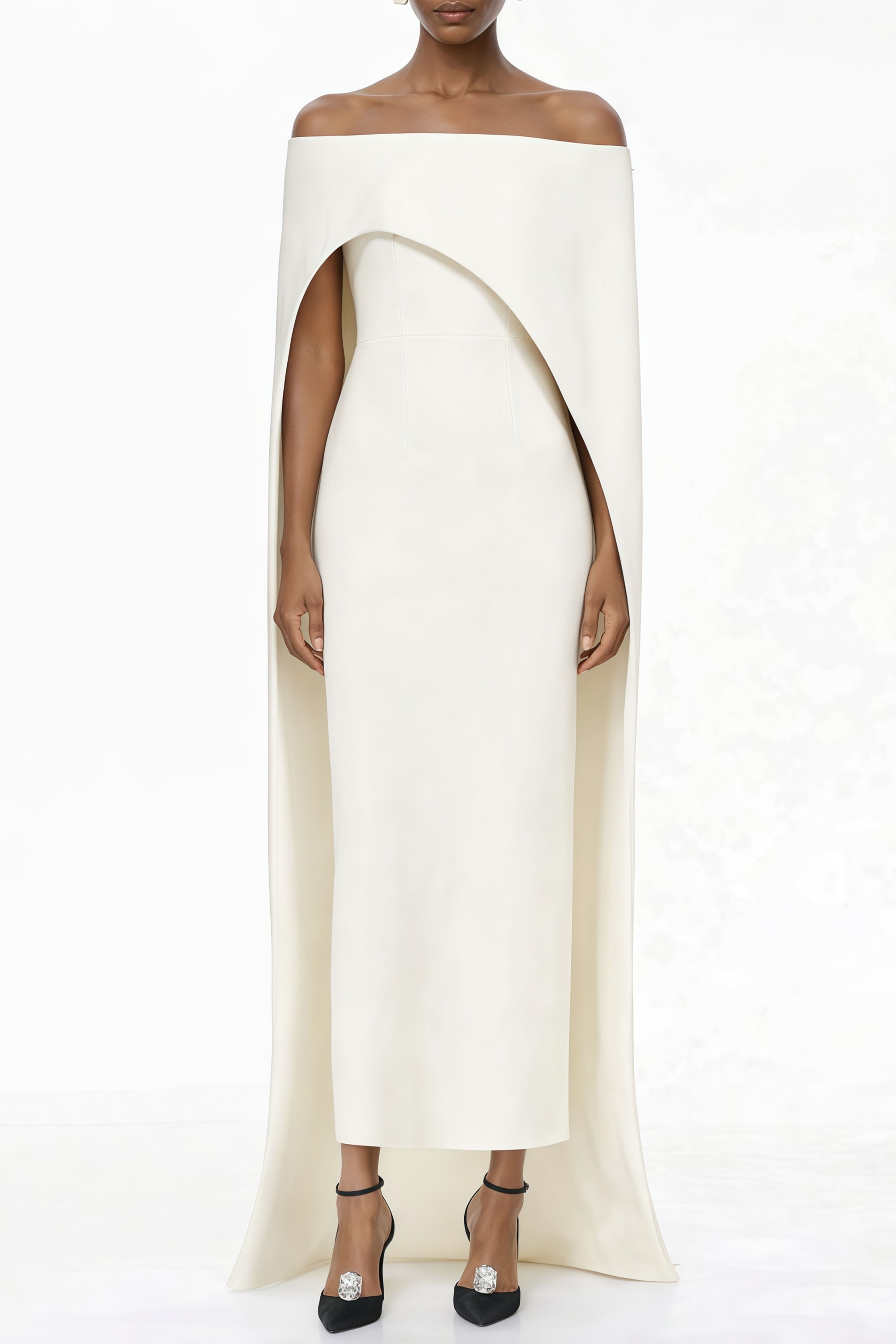 Asymmetrical Cape Maxi Dress