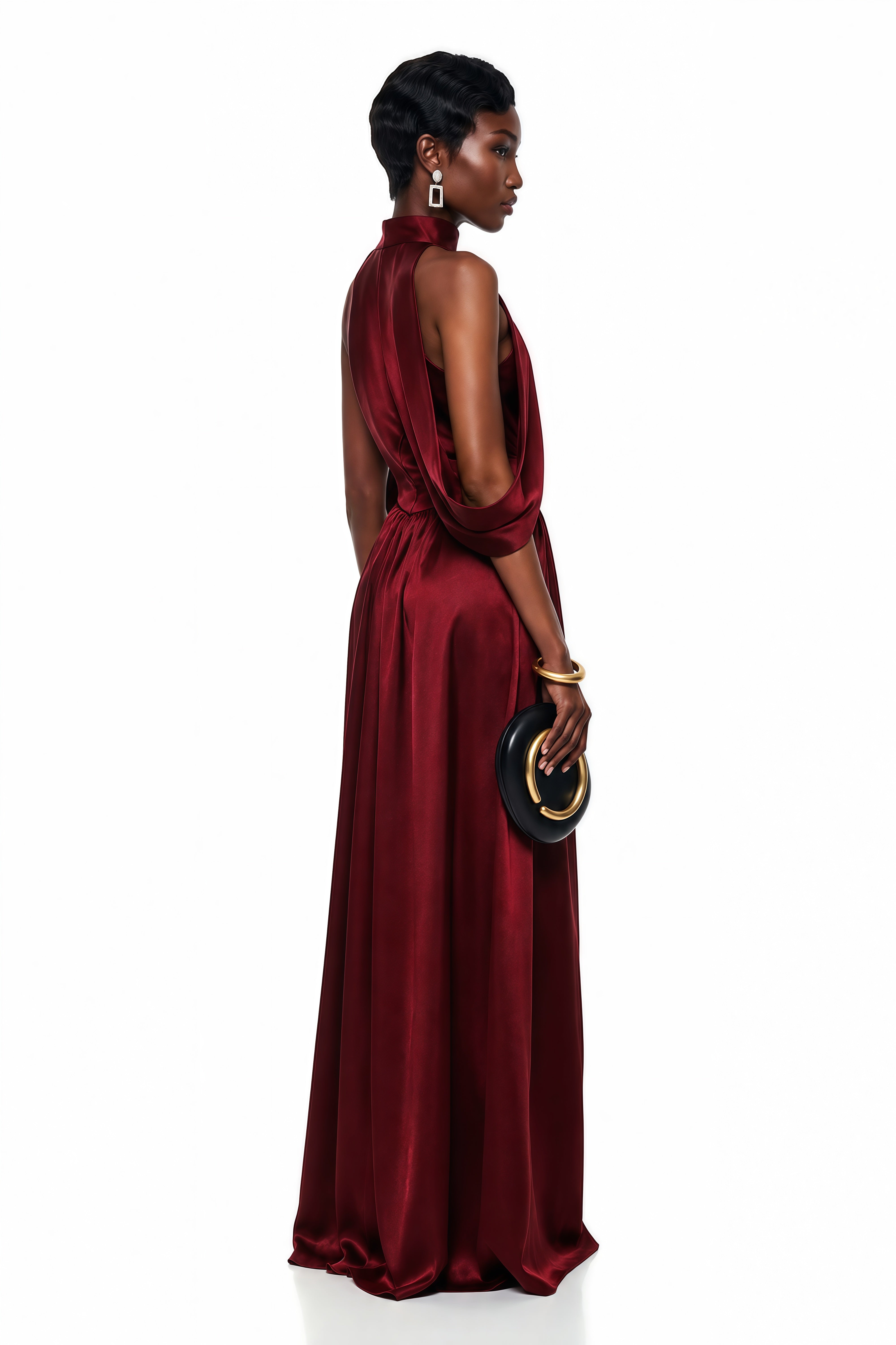 Dryope Red Halterneck Asymmetrical Maxi Dress – Miss Rosier