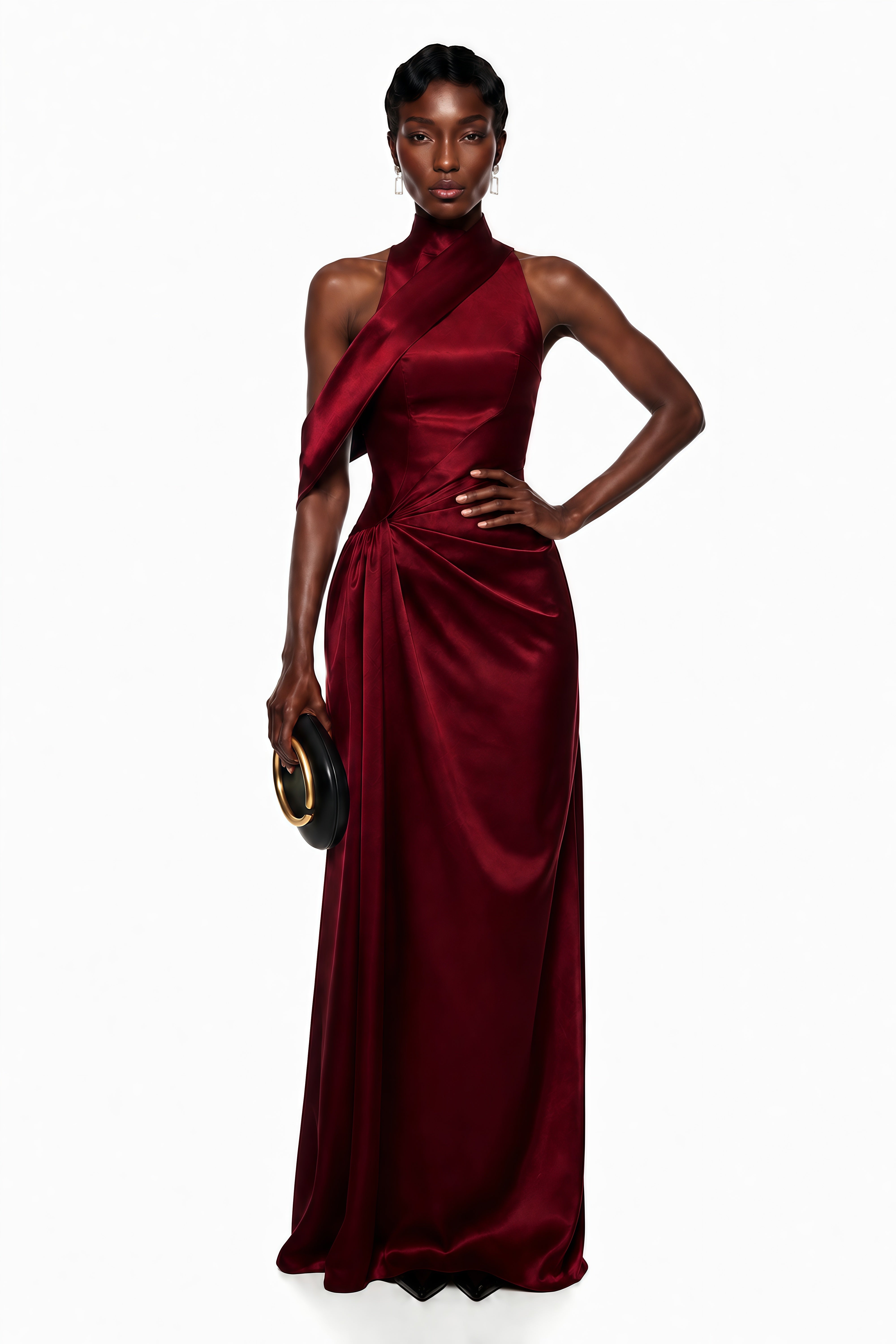 Dryope Red Halterneck Asymmetrical Maxi Dress – Miss Rosier