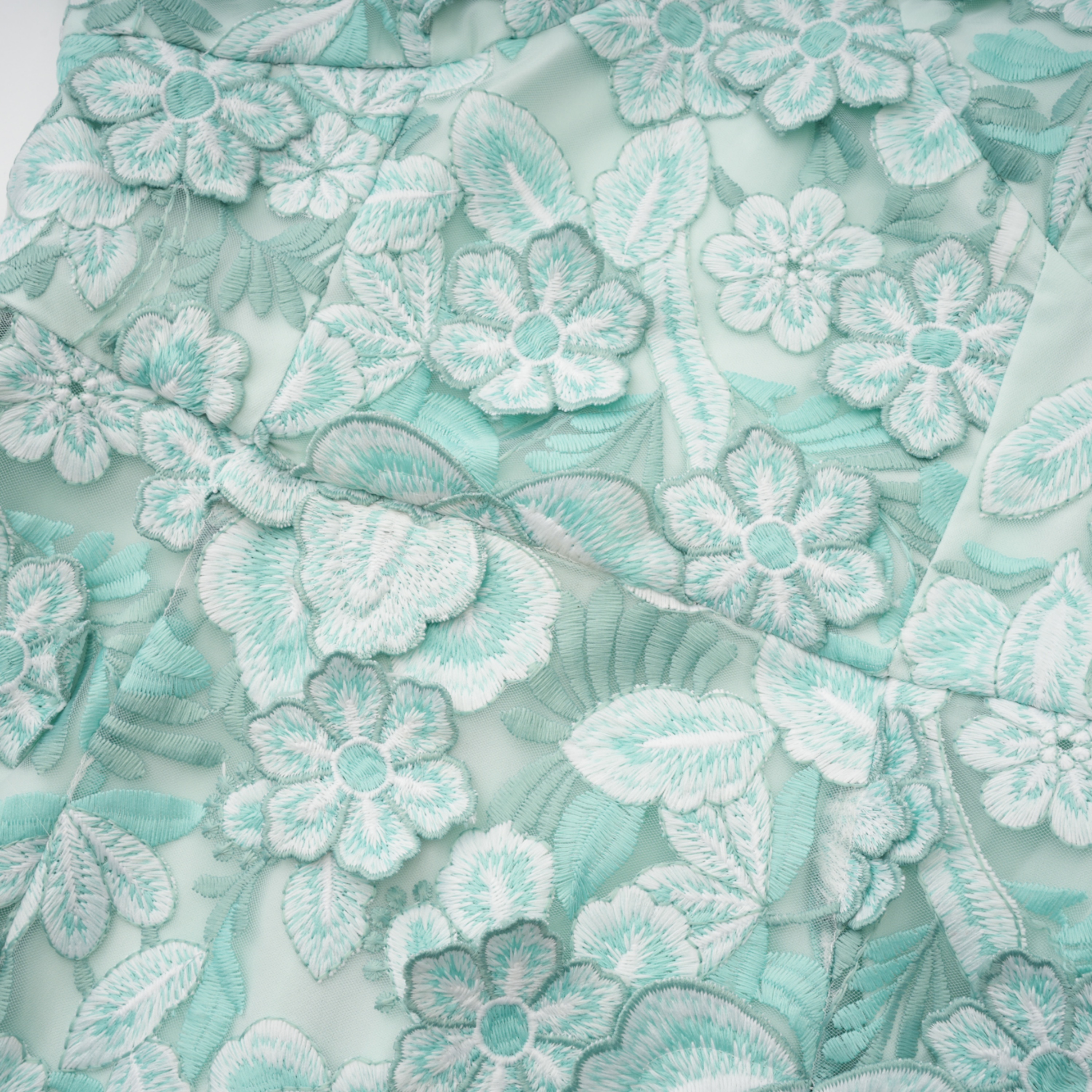 Duygu Green Off Shoulder Midi Dress with 3D Florals