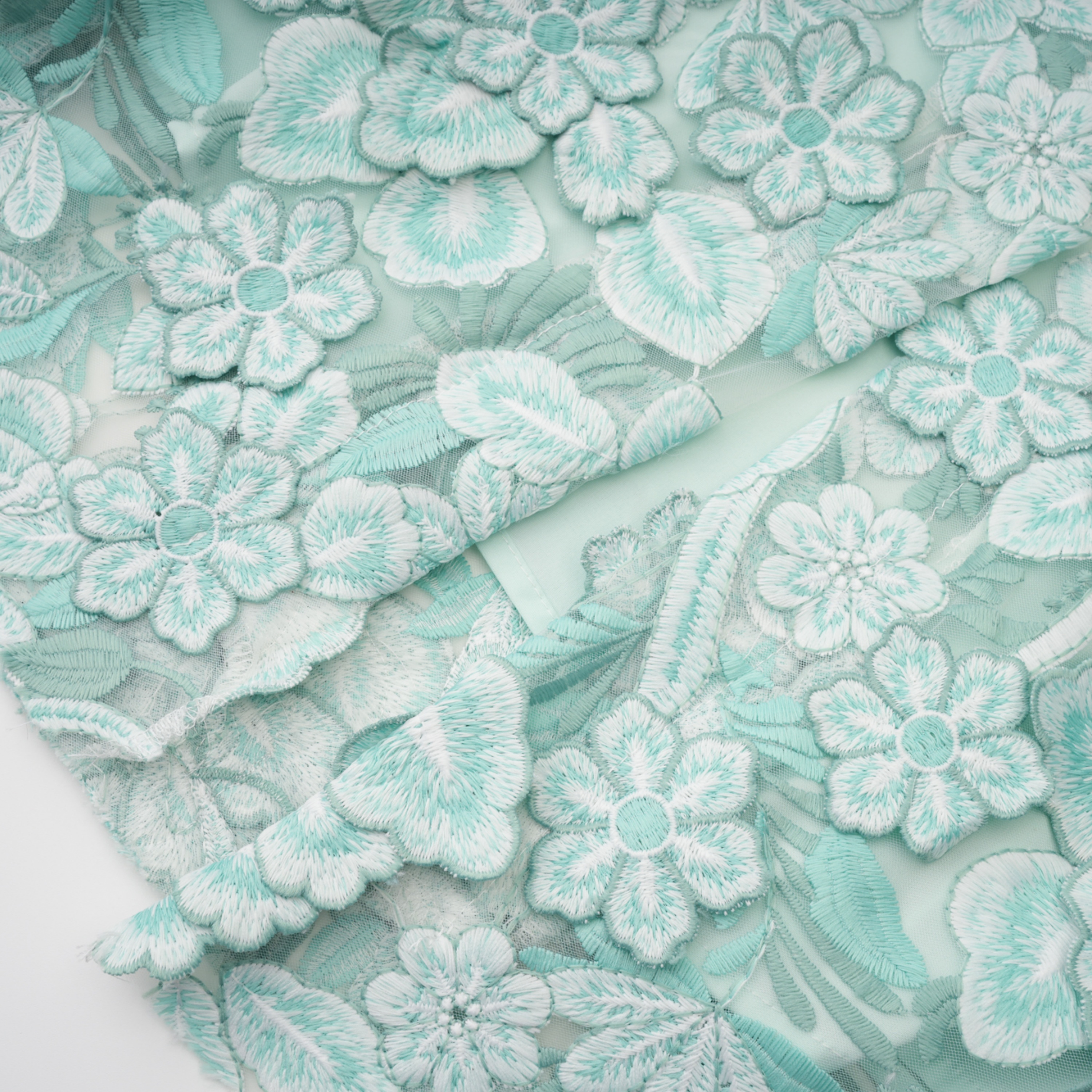 Duygu Green Off Shoulder Midi Dress with 3D Florals