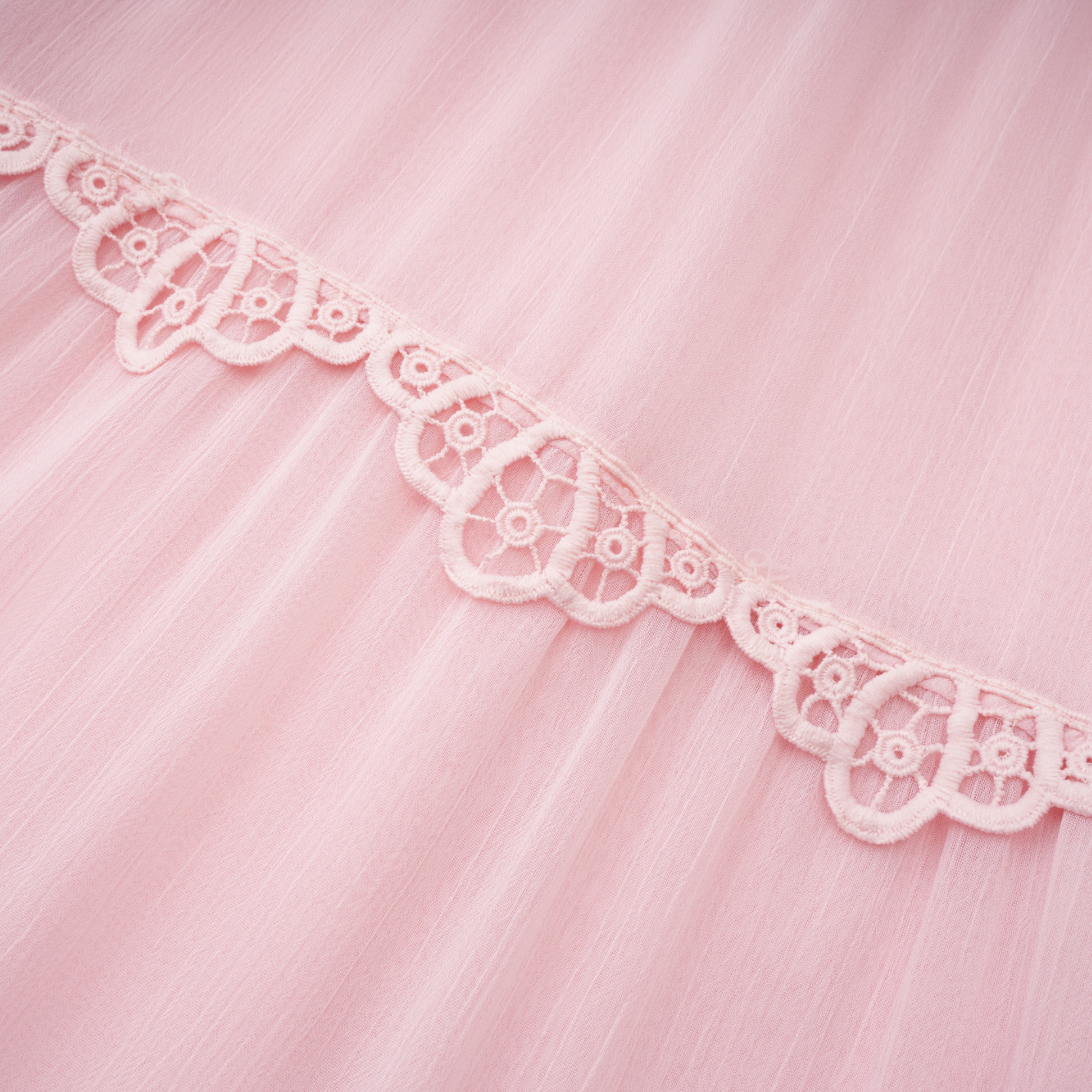 Ecrin Pink Tiered Midi Dress with Lace Panels
