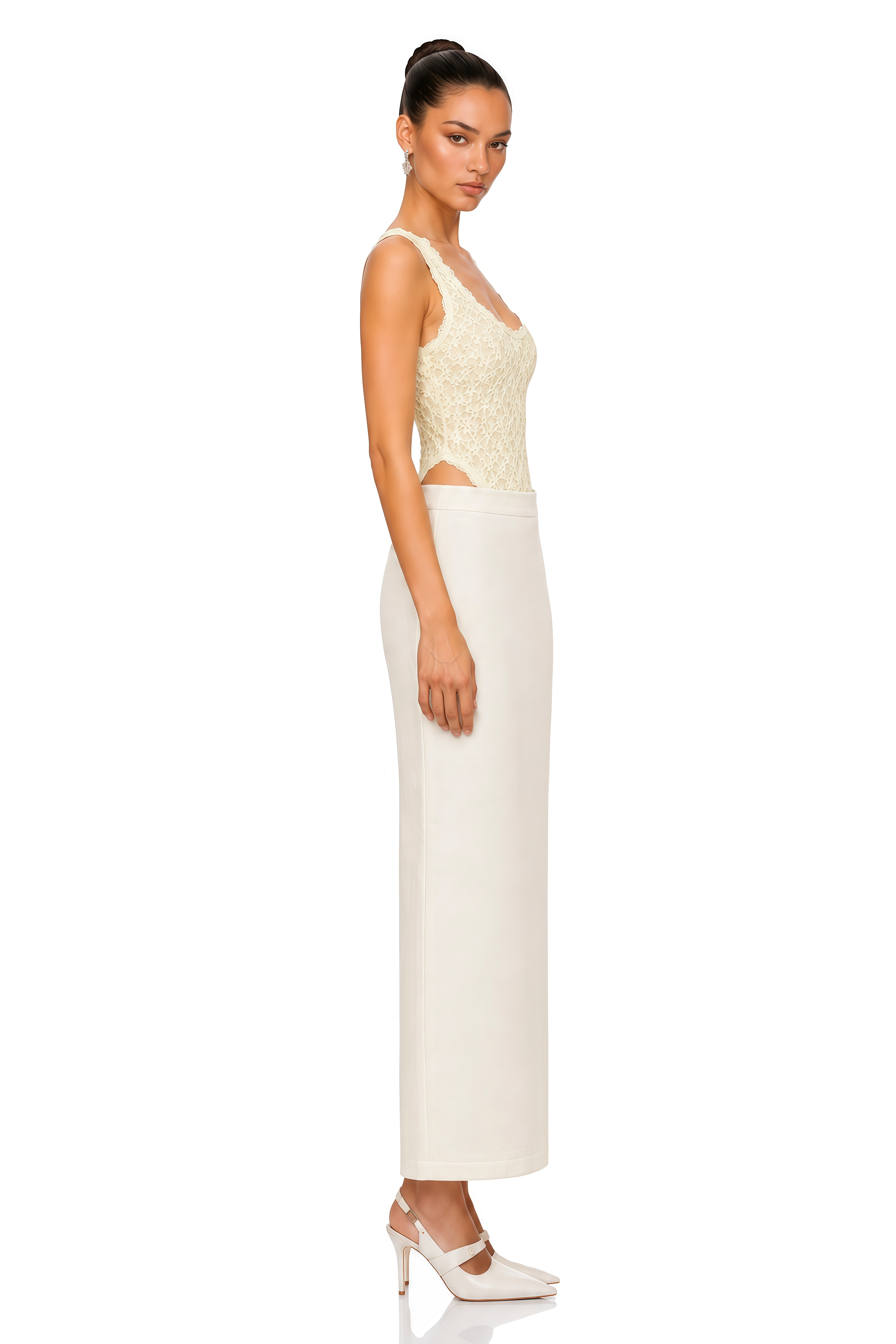 Elara Ivory Floral Lace Scoop Neck Bodysuit