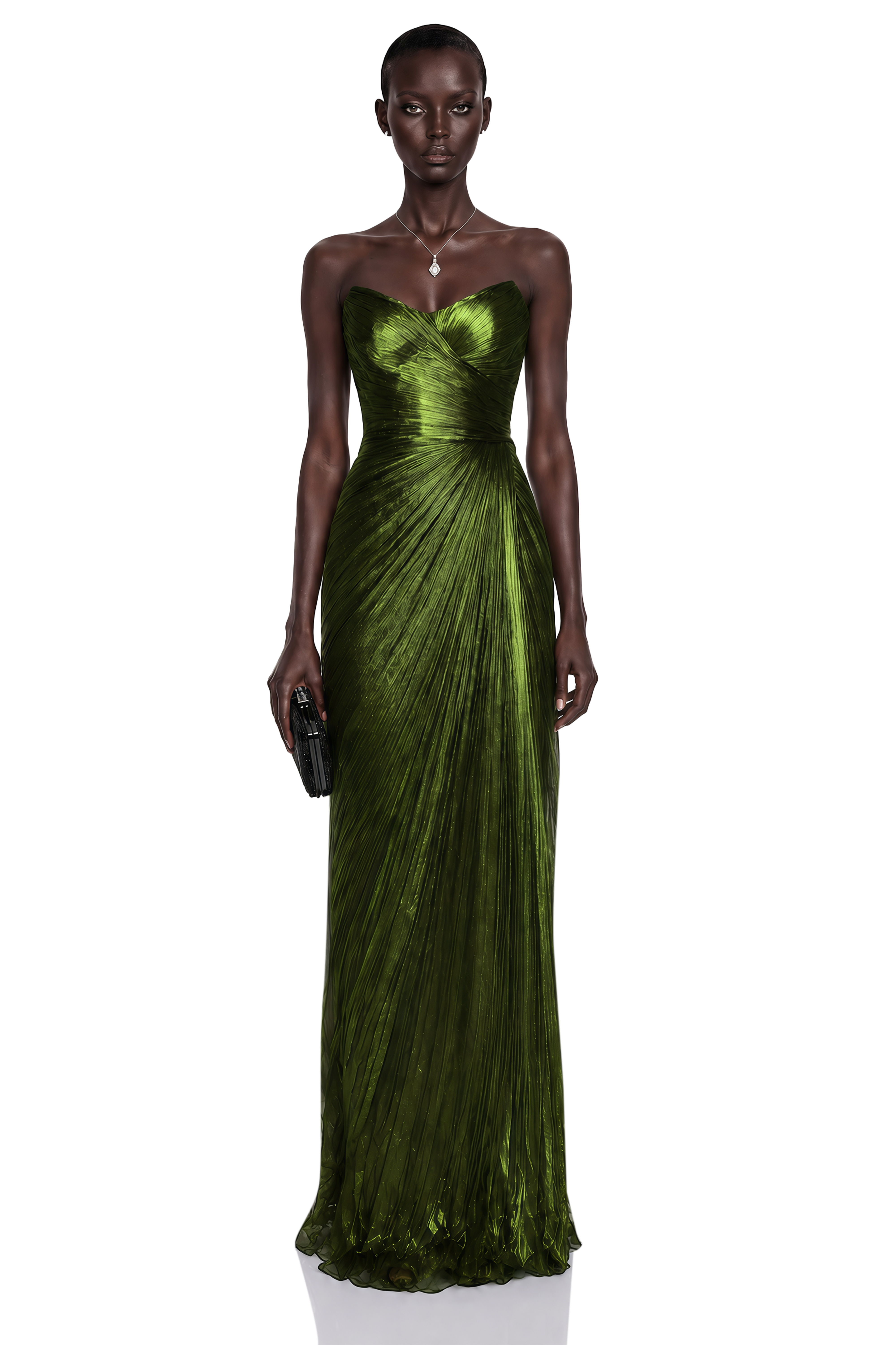 Elif Emerald Green Off Shoulder Ruched Maxi Dress