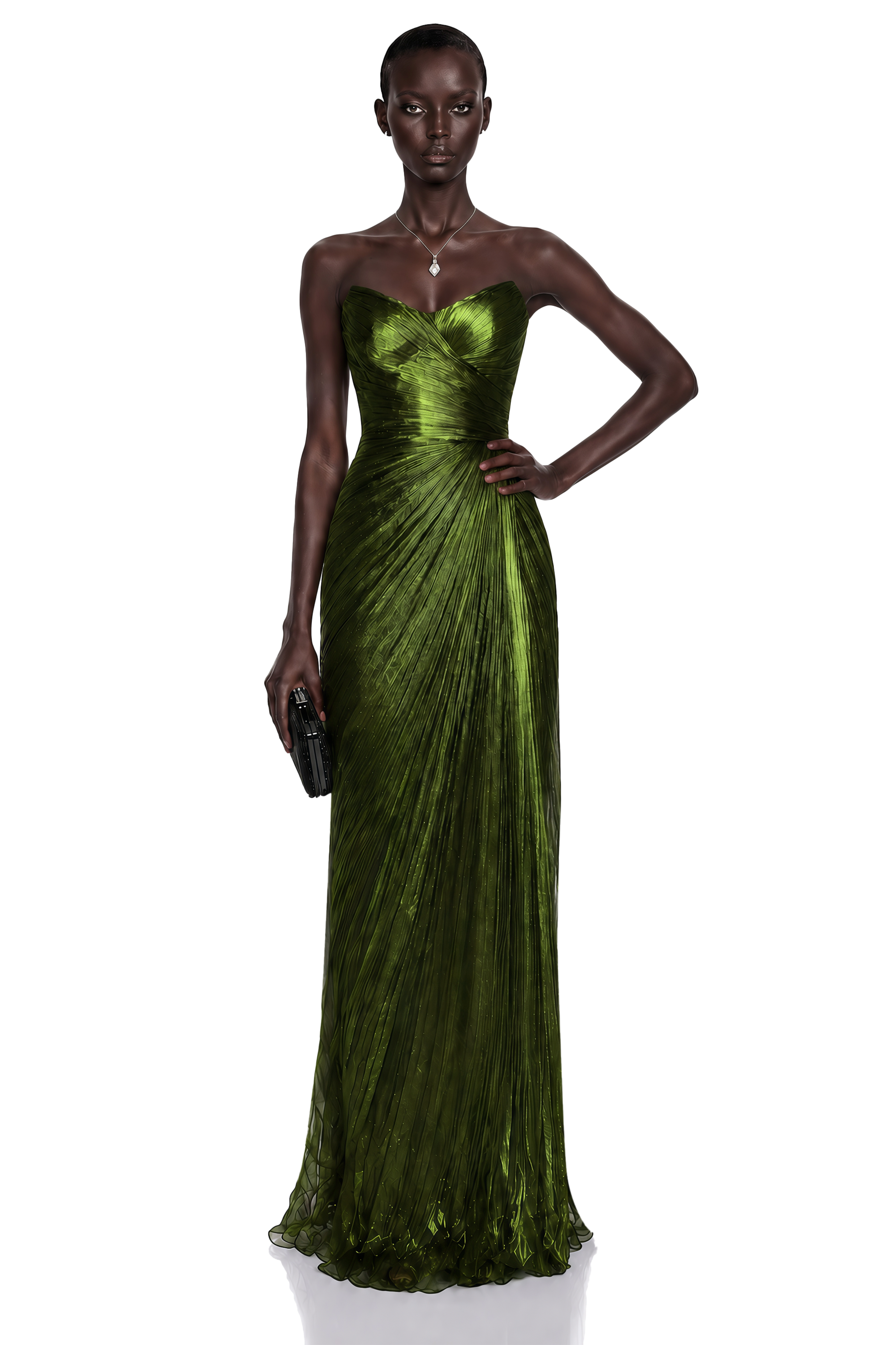 Elif Emerald Green Off Shoulder Ruched Maxi Dress