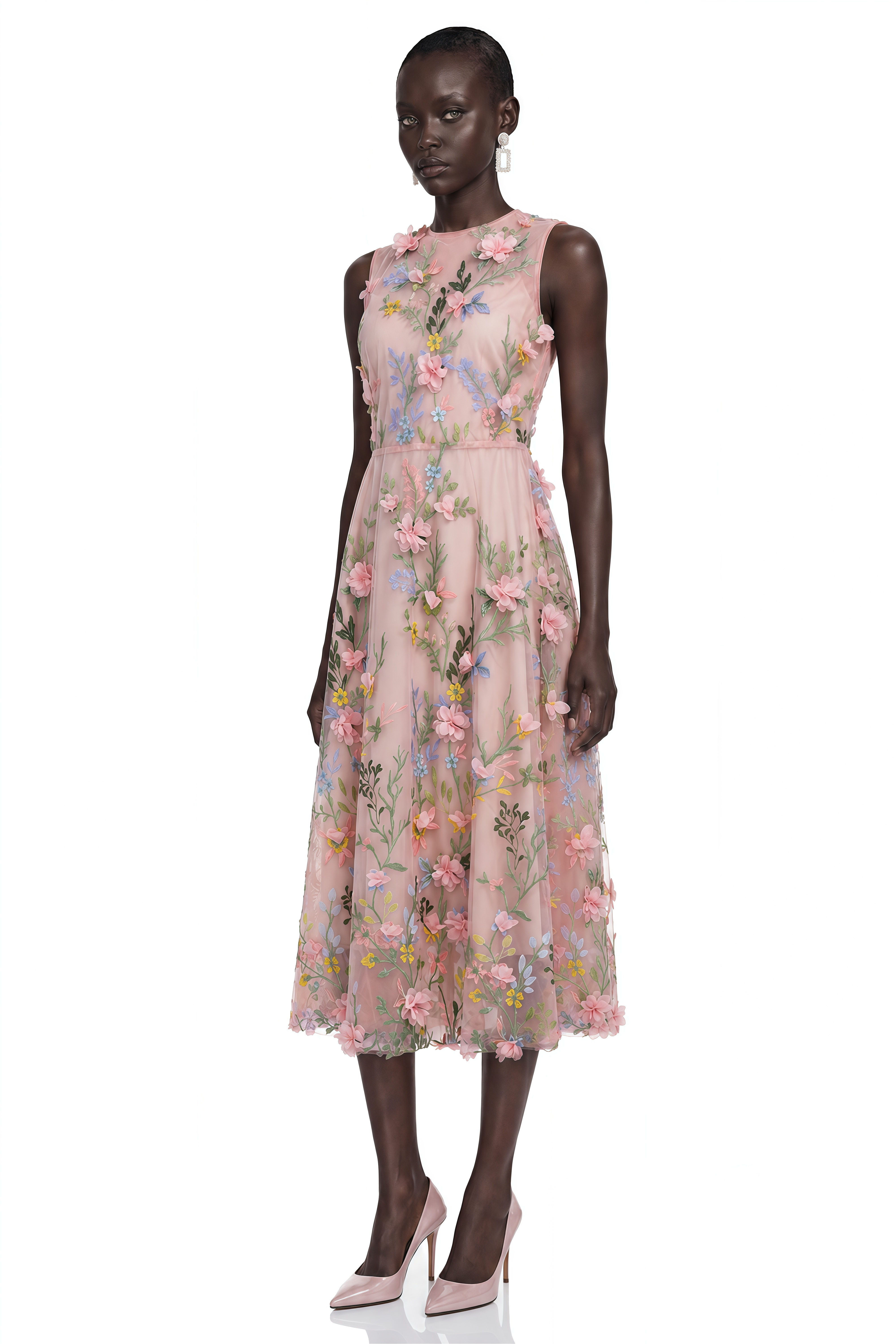 Elizabeth Pink Floral Print Sleeveless Maxi Dress