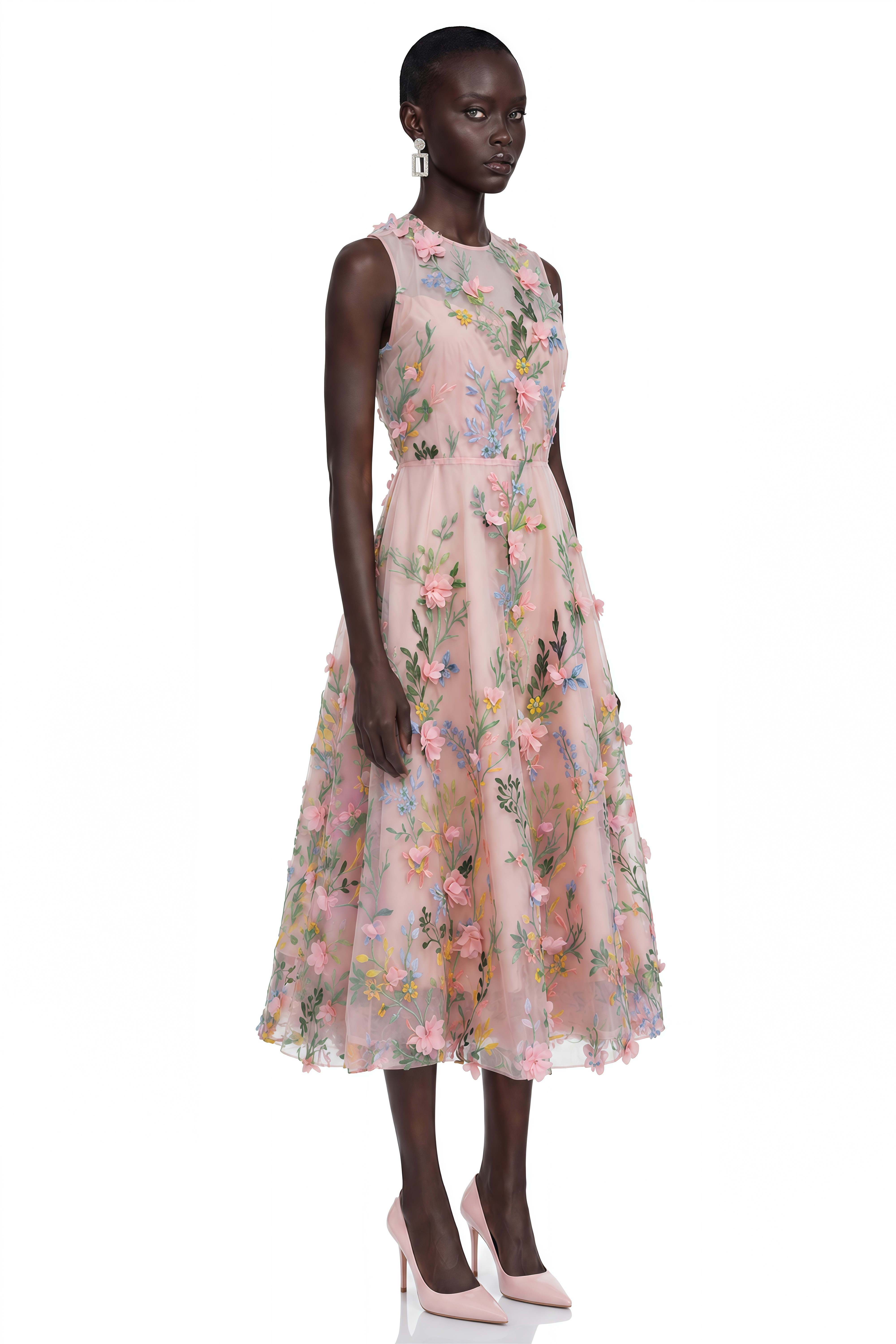 Elizabeth Pink Floral Print Sleeveless Maxi Dress