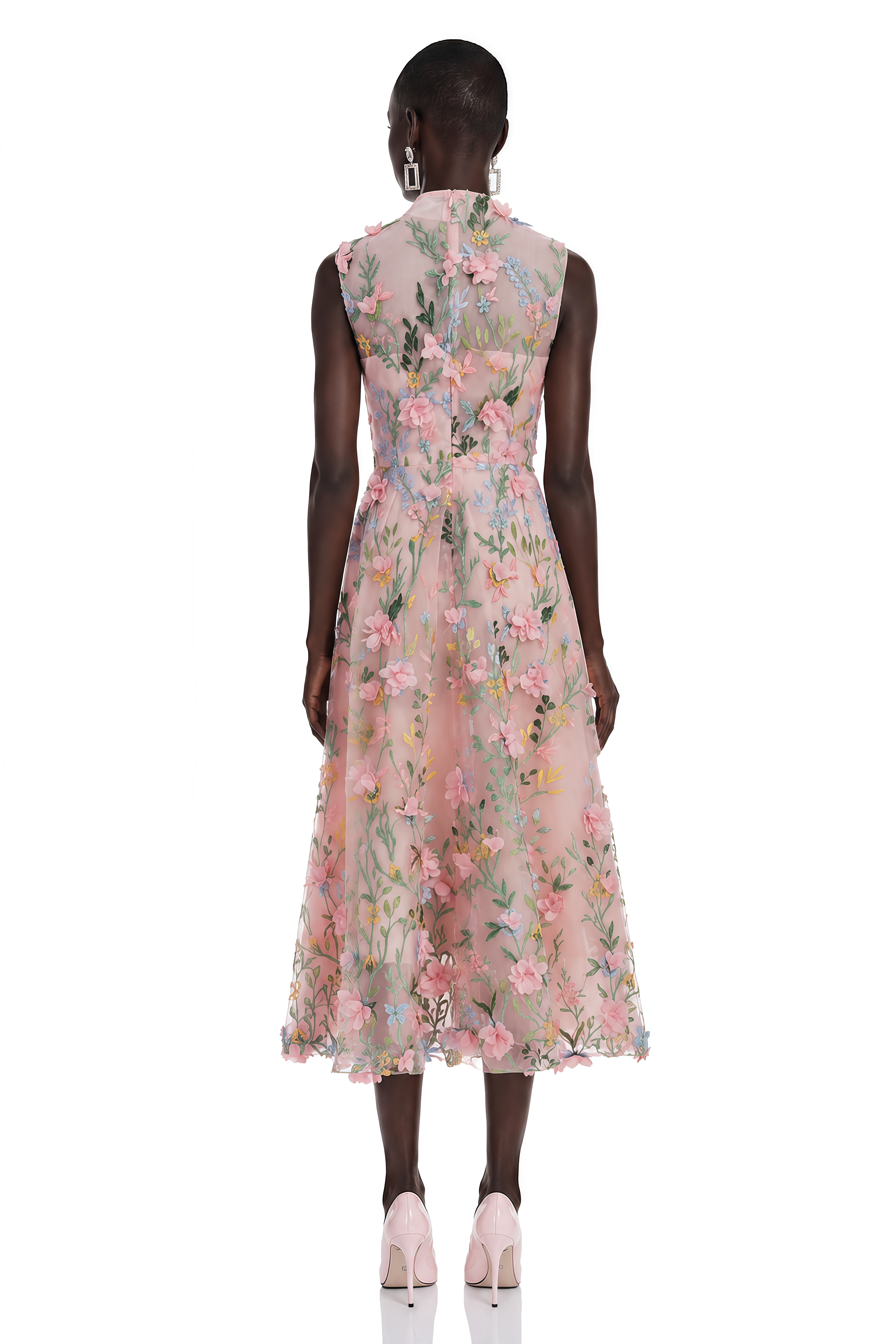 Elizabeth Pink Floral Print Sleeveless Maxi Dress