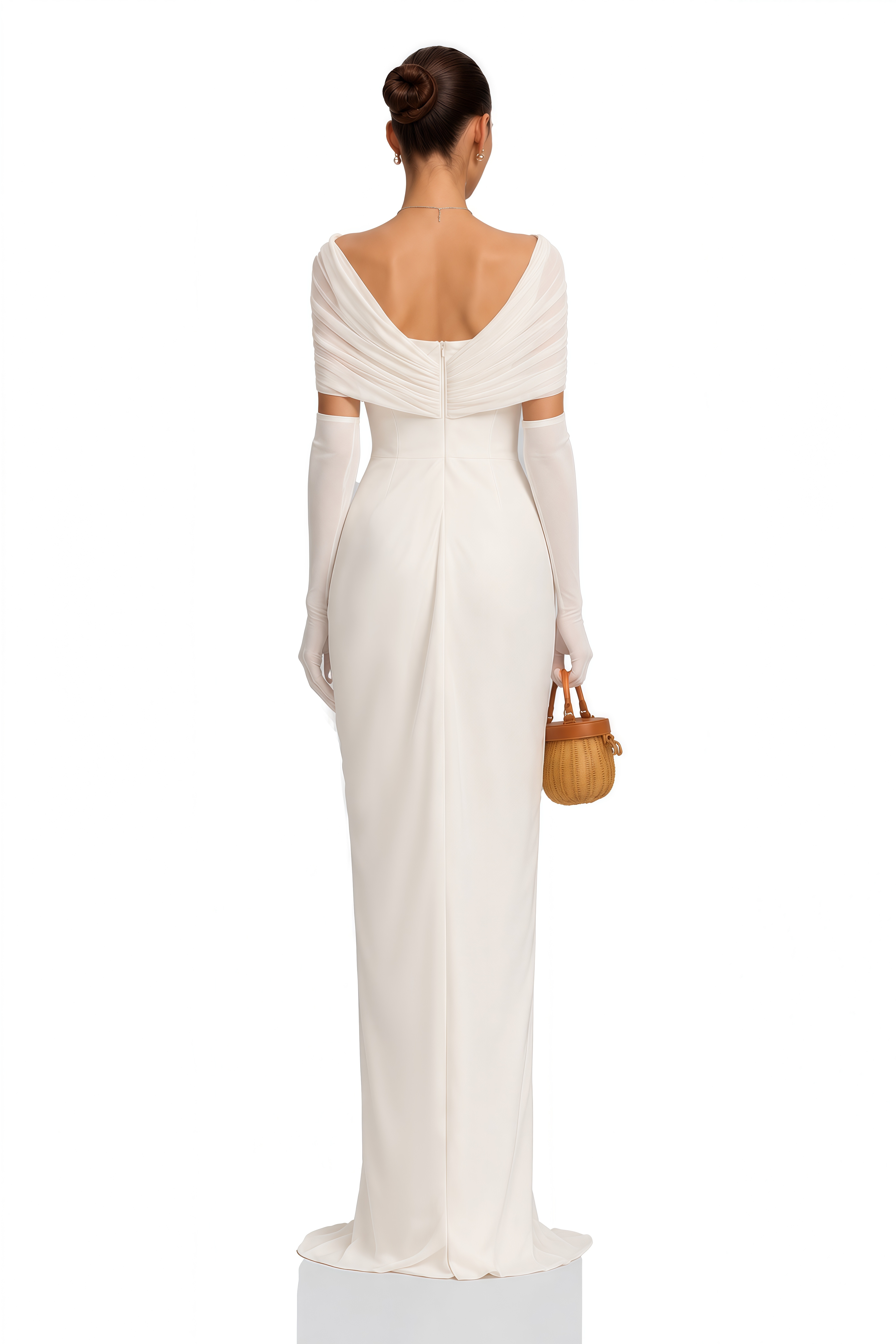 Elodie Ivory Off Shoulder Floral Draped Maxi Dress