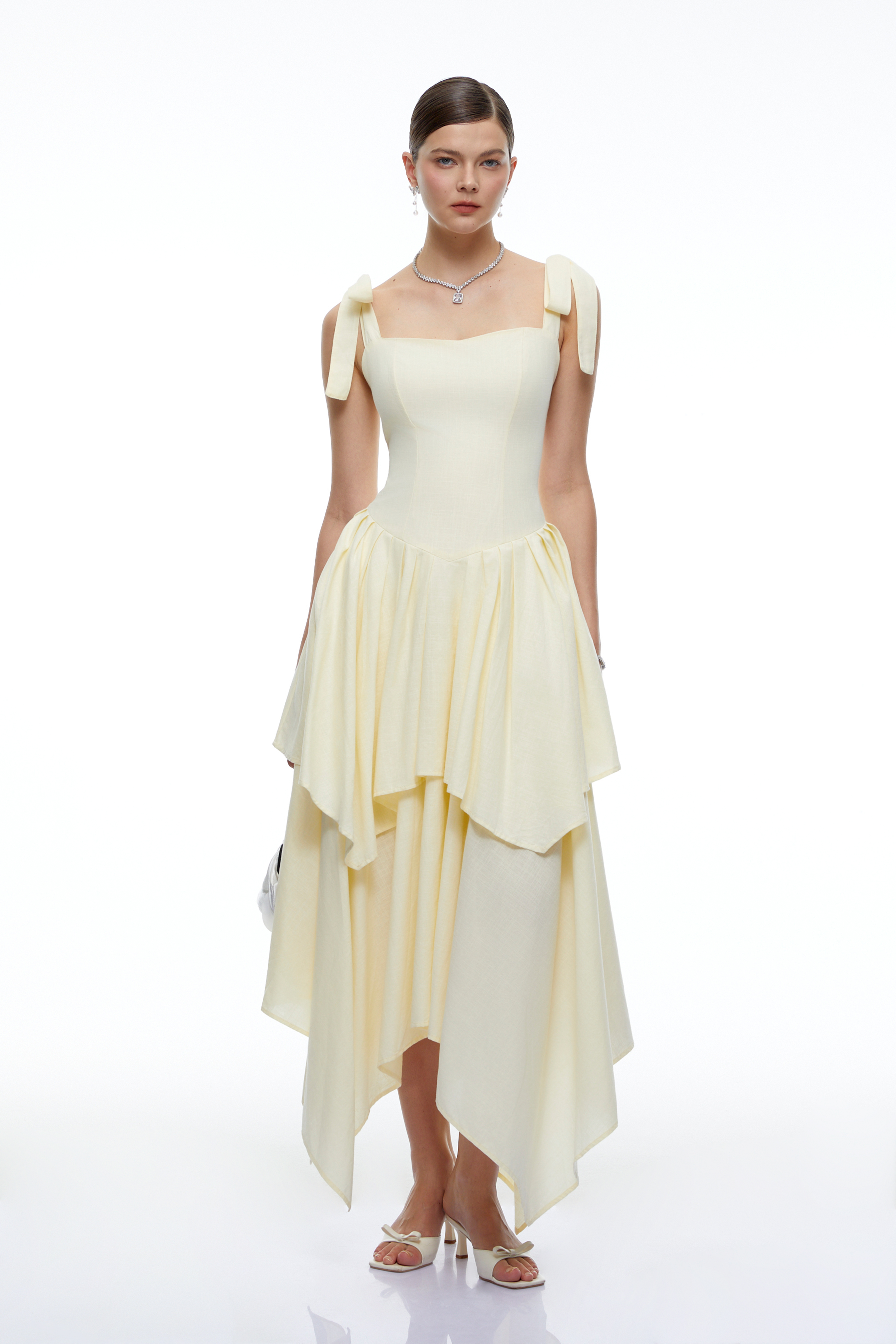 Elodie Yellow Sleeveless Ruffle Maxi Dress