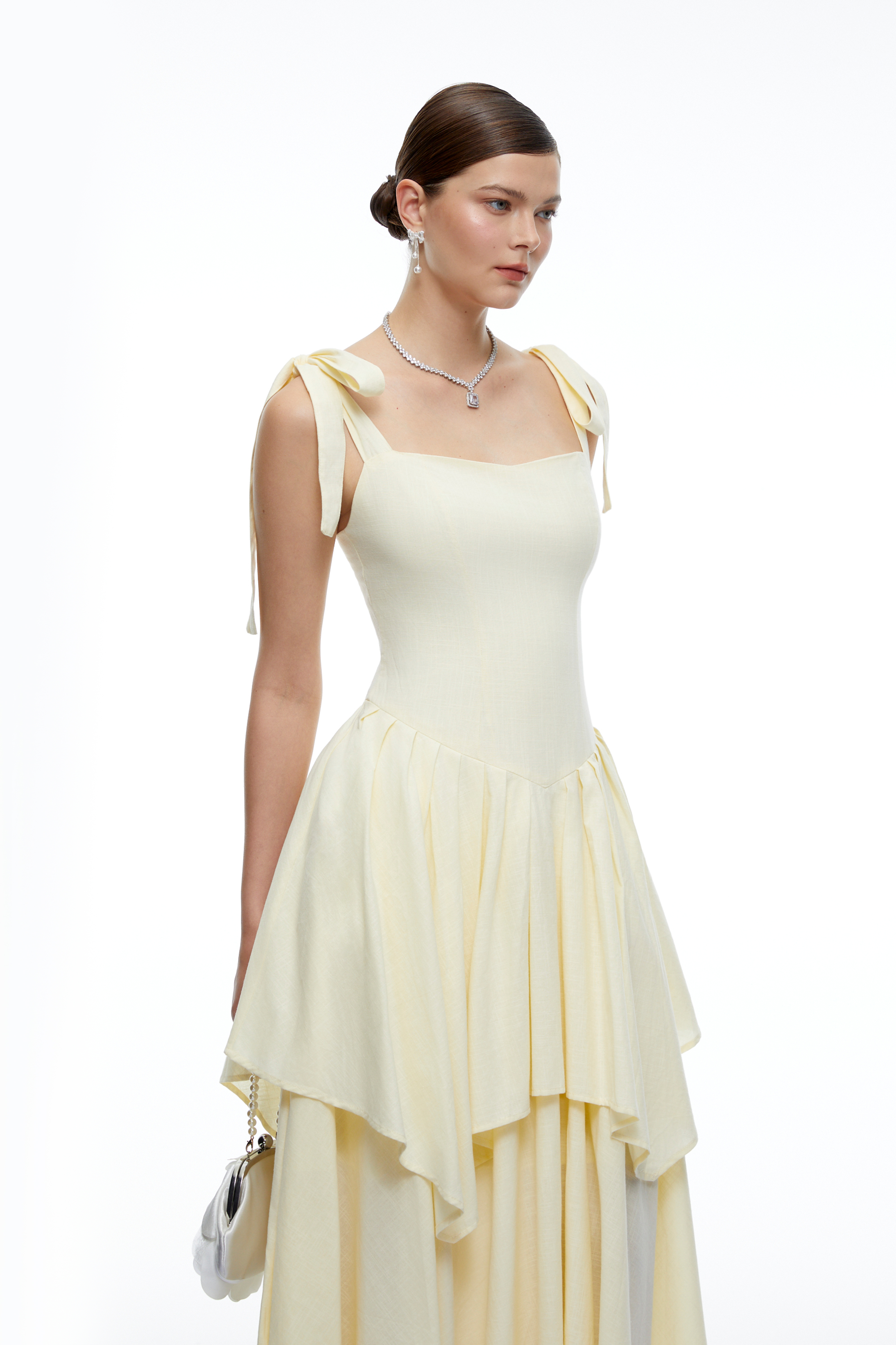 Elodie Yellow Sleeveless Ruffle Maxi Dress