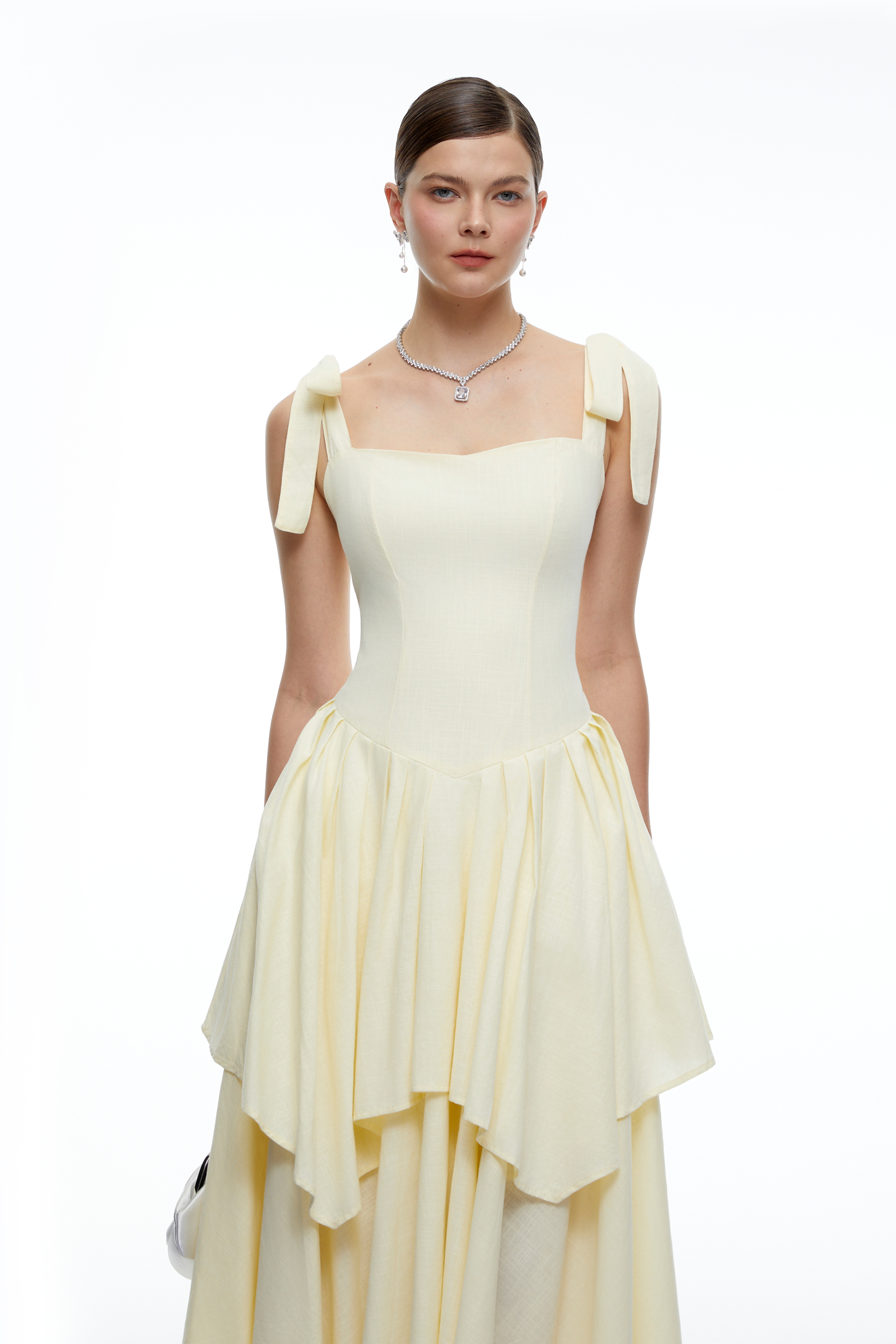 Elodie Yellow Sleeveless Ruffle Maxi Dress