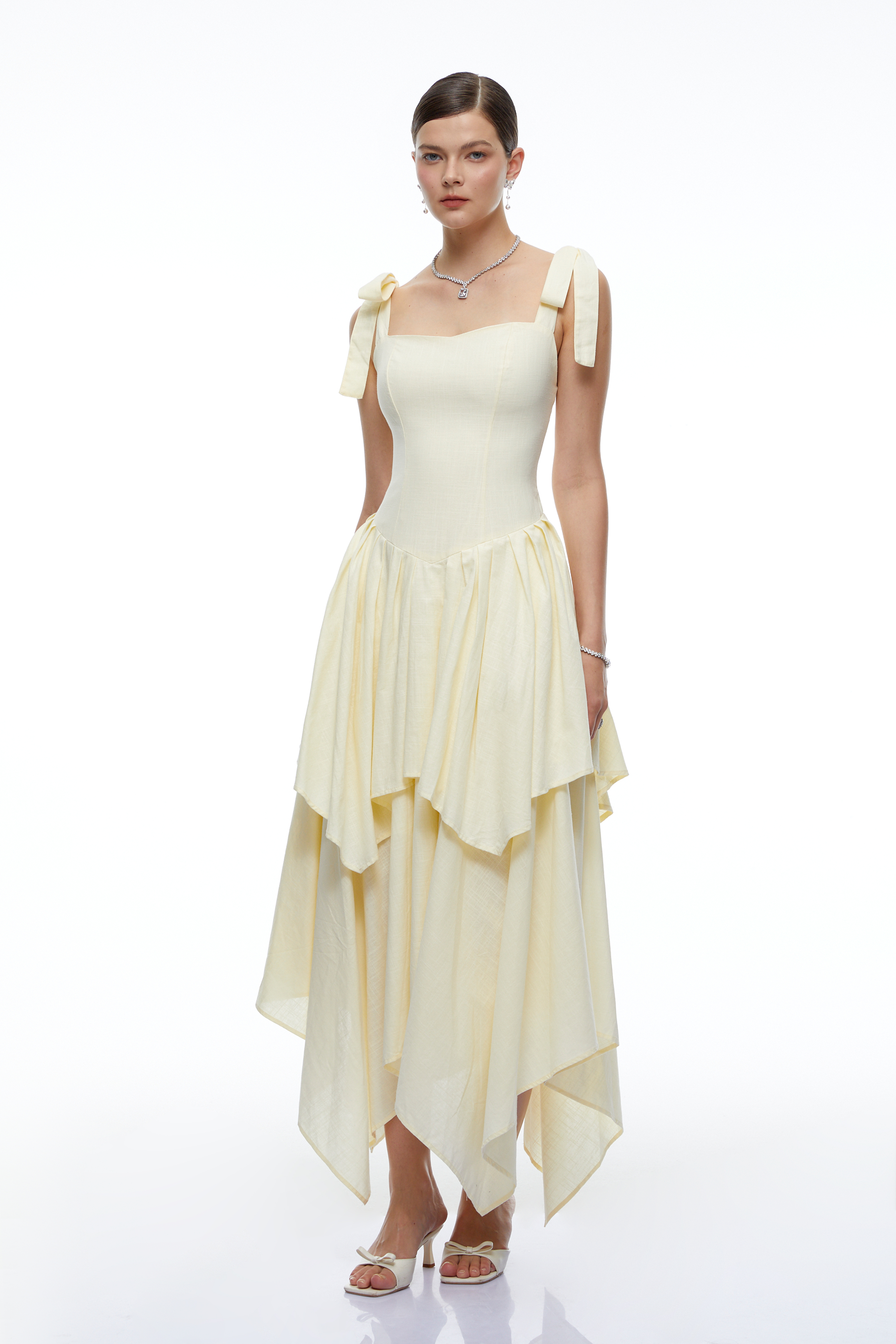 Elodie Yellow Sleeveless Ruffle Maxi Dress