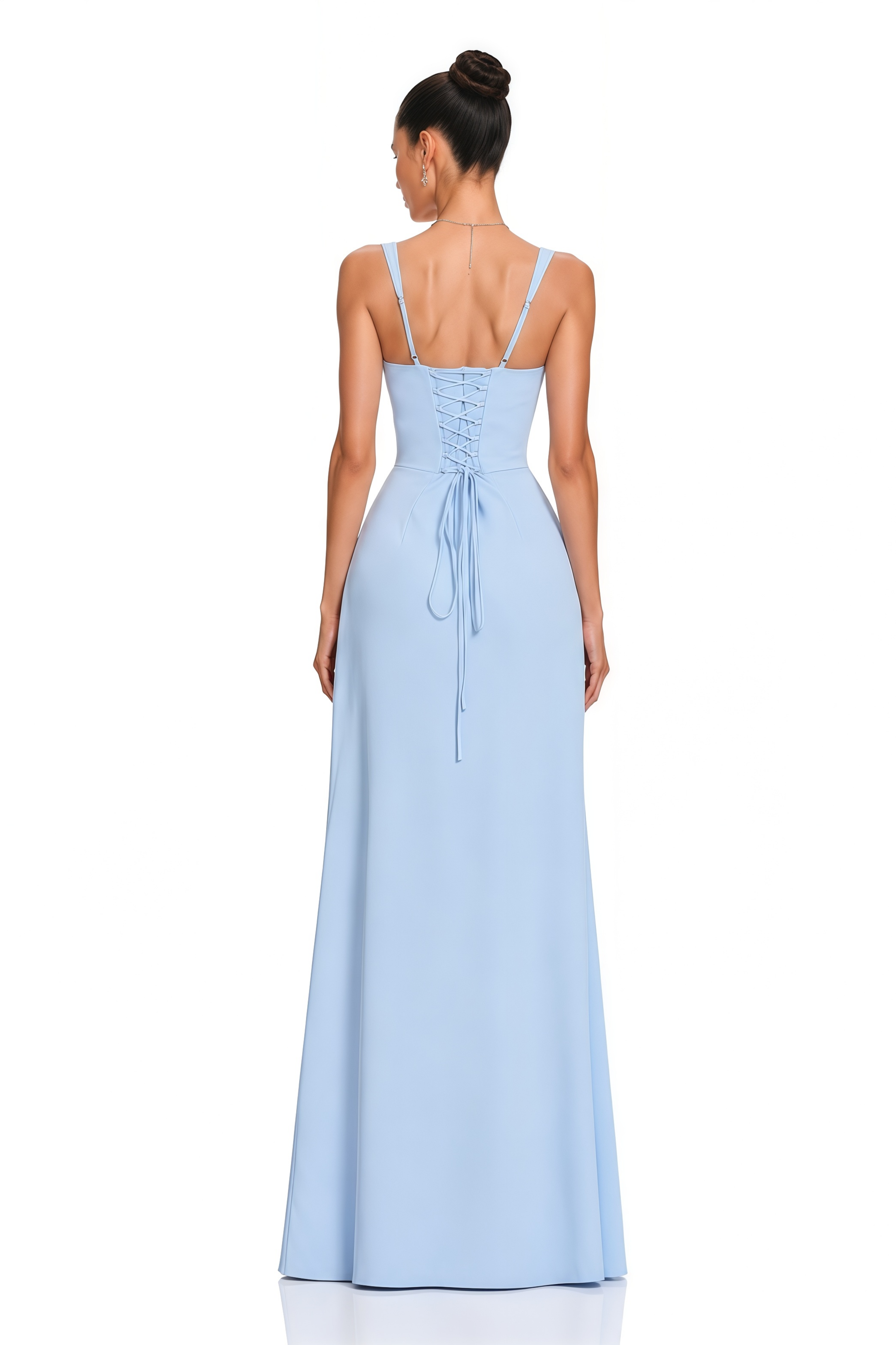 Eloise Blue Square Neck Corset Maxi Dress