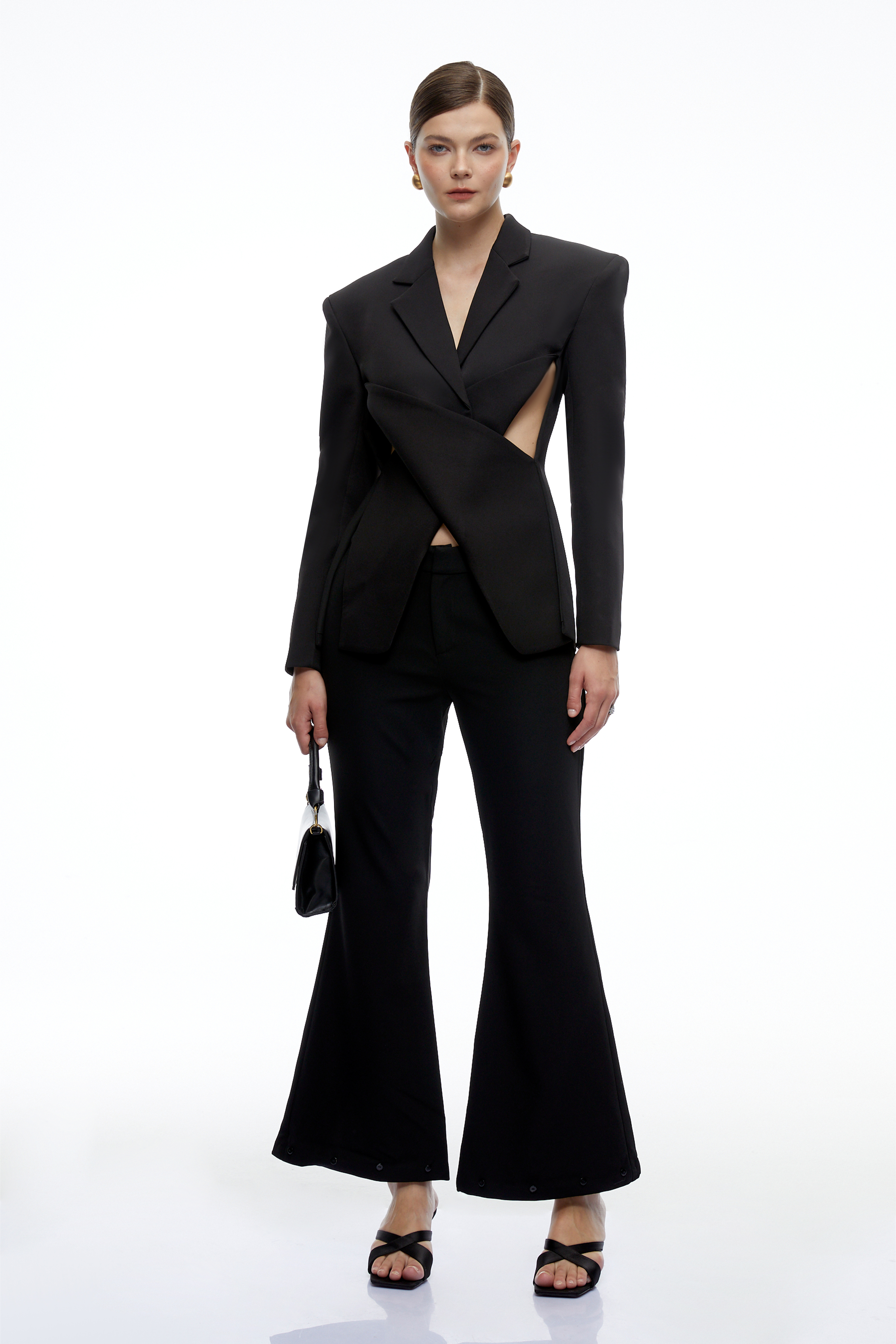 Emerie Black Cut-Out Tailored Blazer