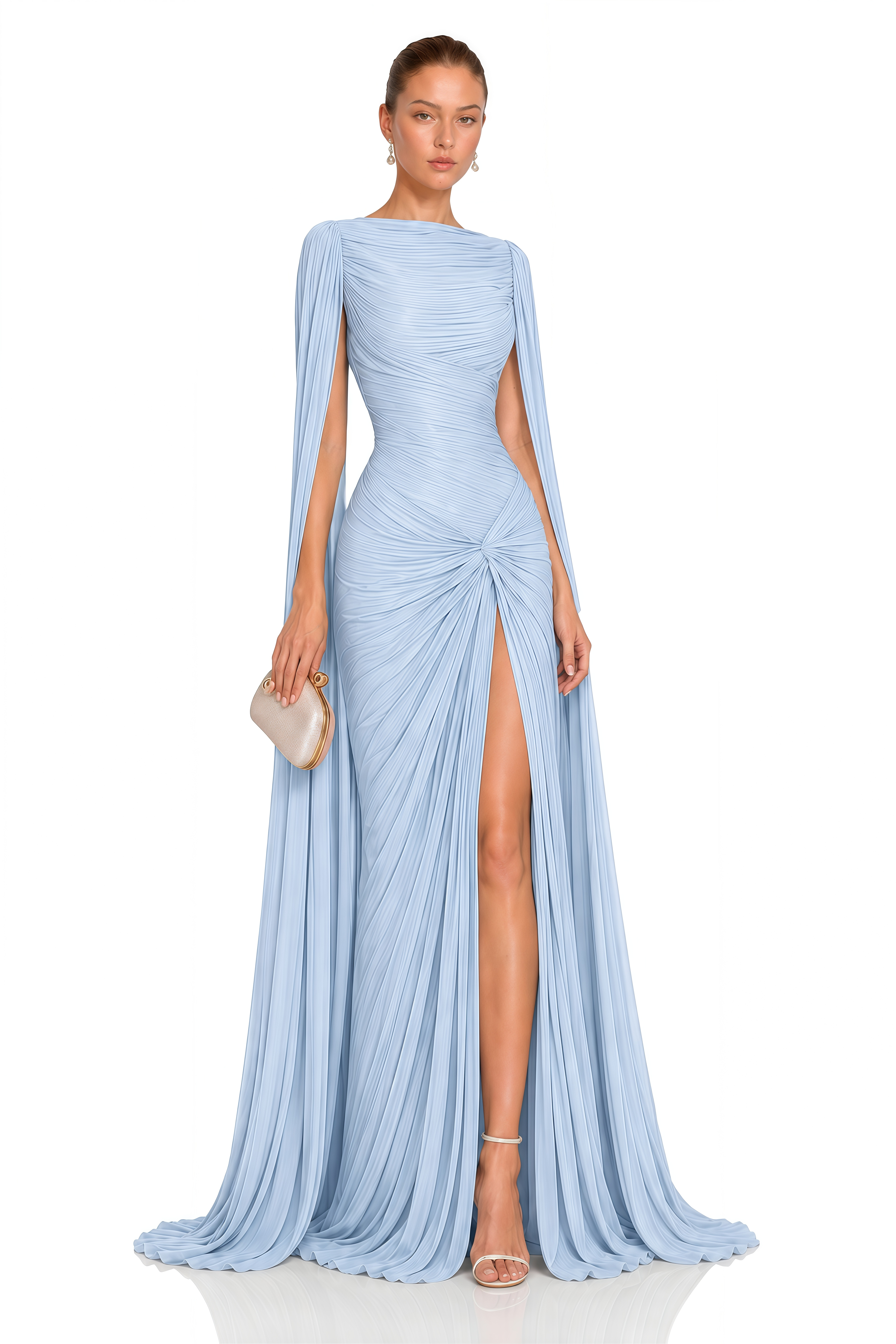 eowyn blue dress Cape Sleeves Twist Slit Maxi – Miss Rosier Limited Pumpkin Spice