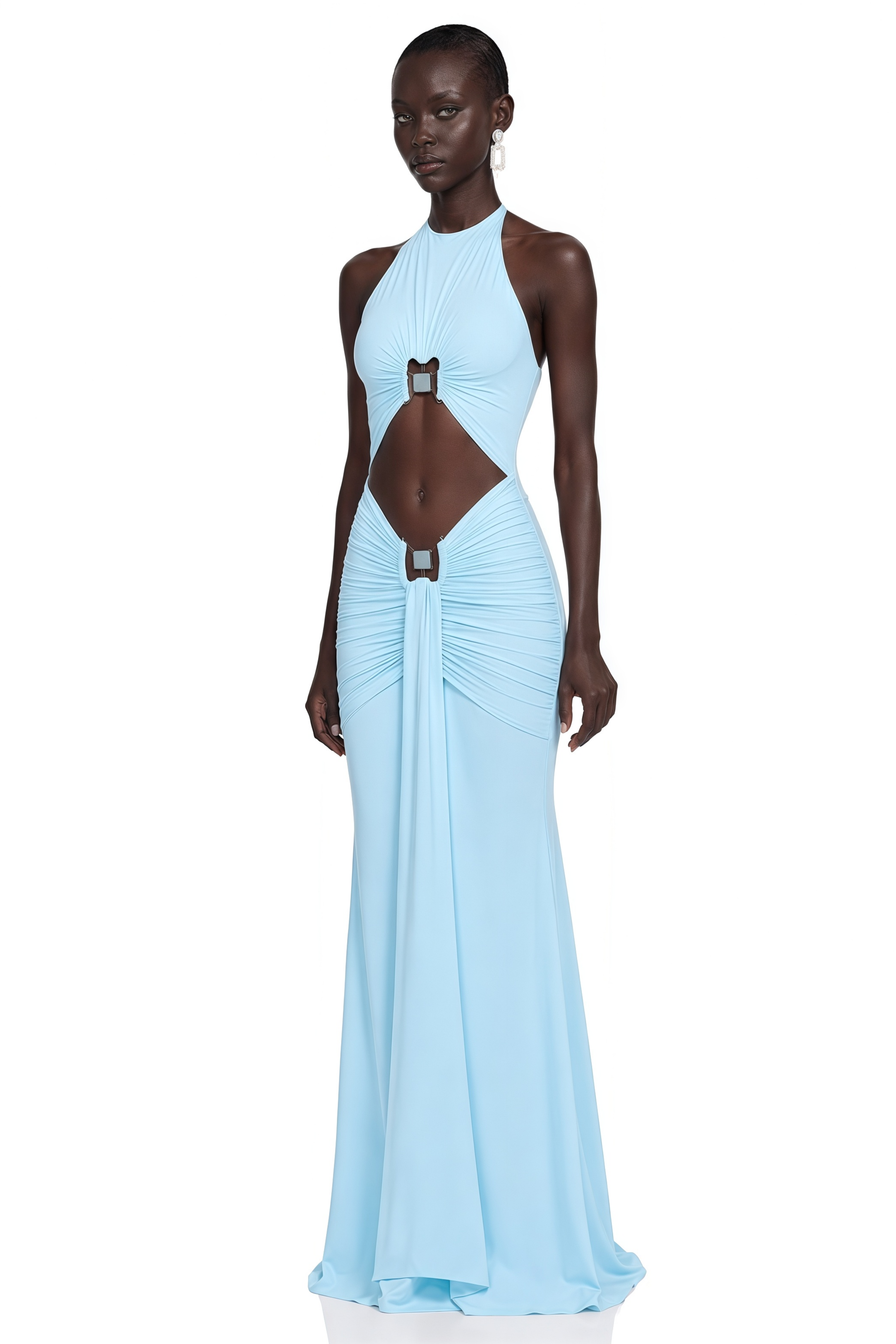 Esther Blue Halterneck Cut-Out Maxi Dress