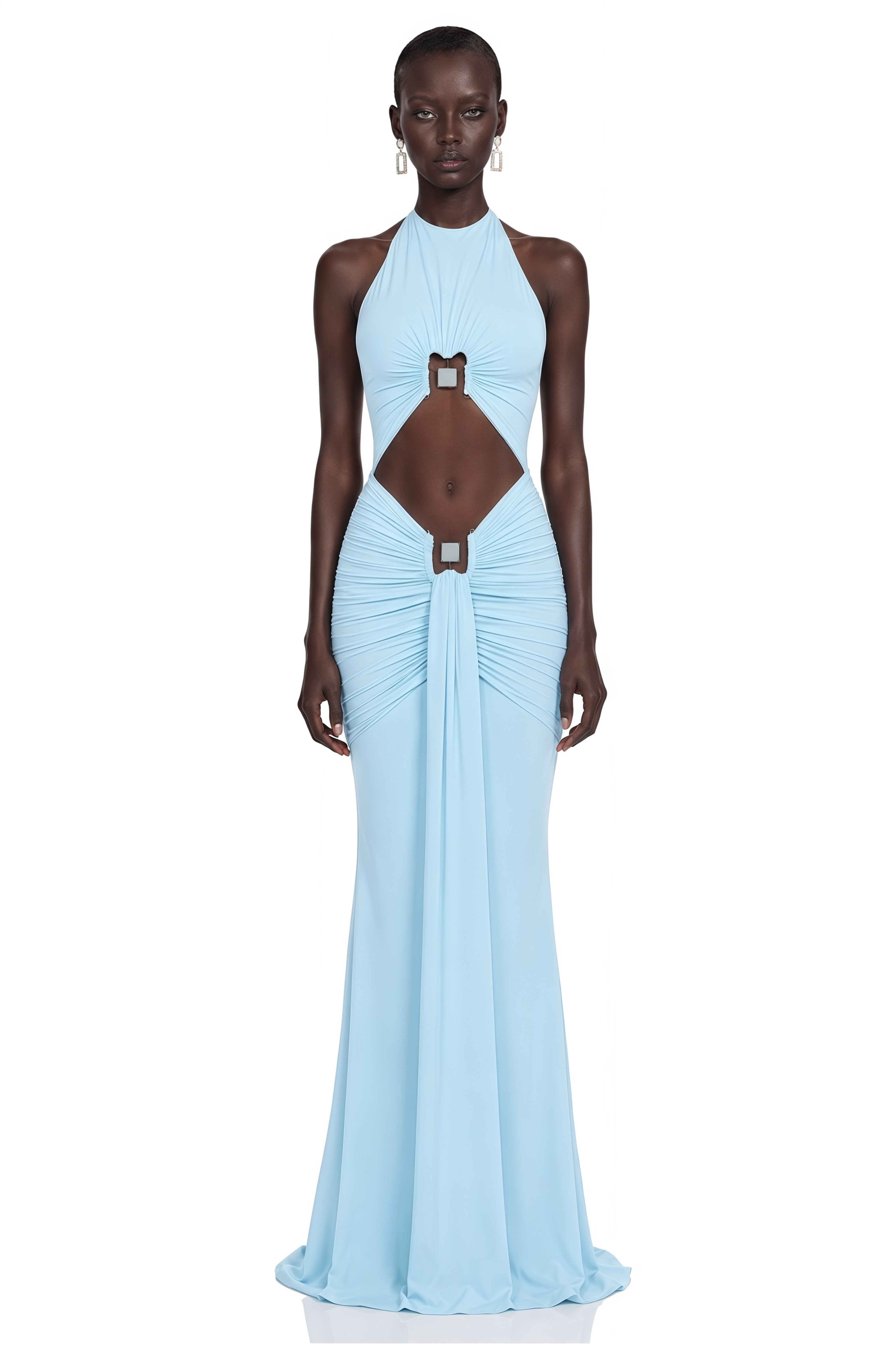 Esther Blue Halterneck Cut-Out Maxi Dress