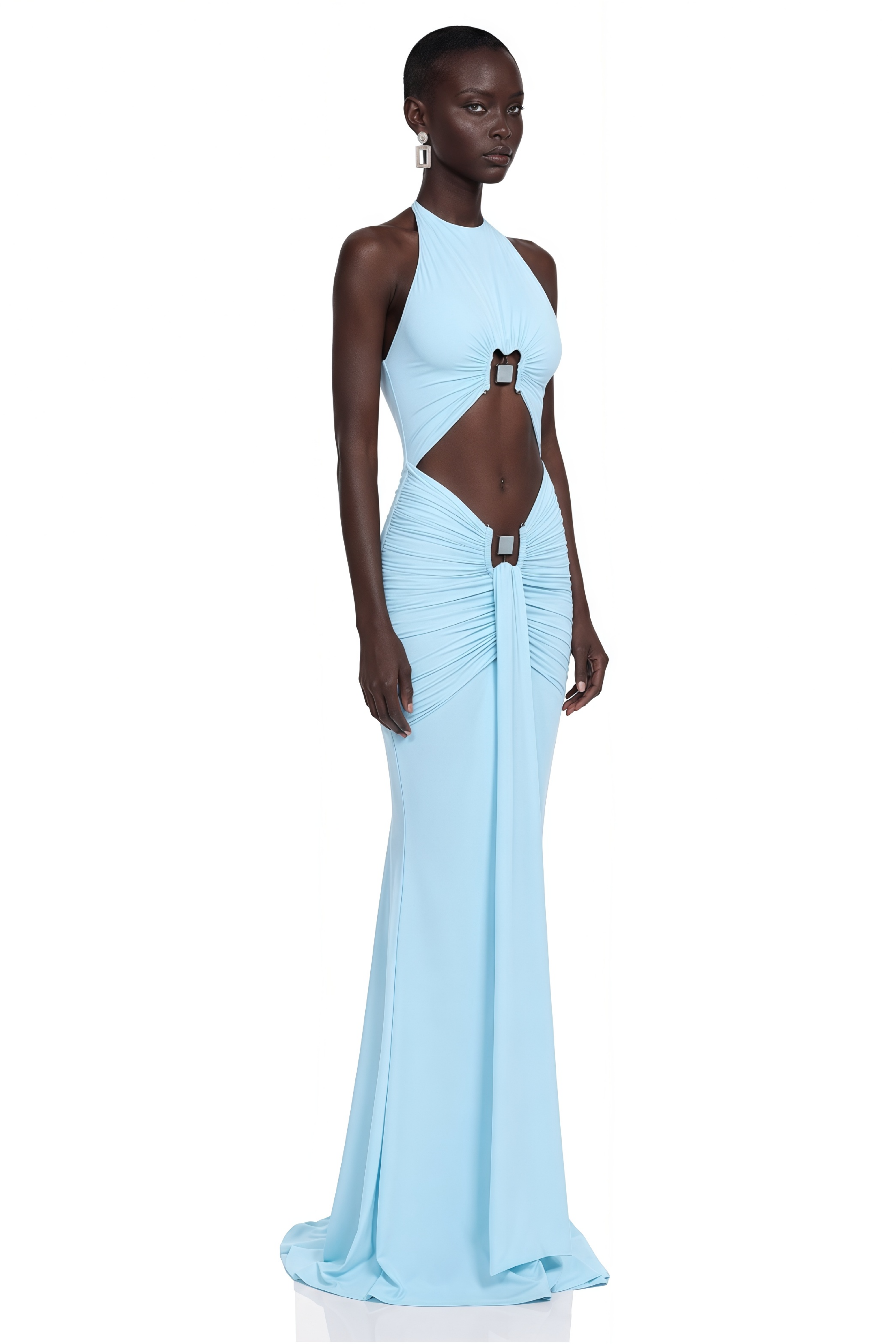 Esther Blue Halterneck Cut-Out Maxi Dress