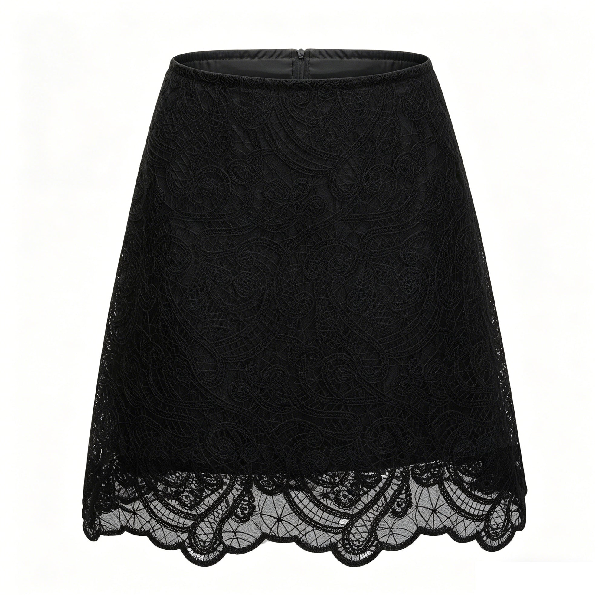 Black Lace Blouse & Skirt Set