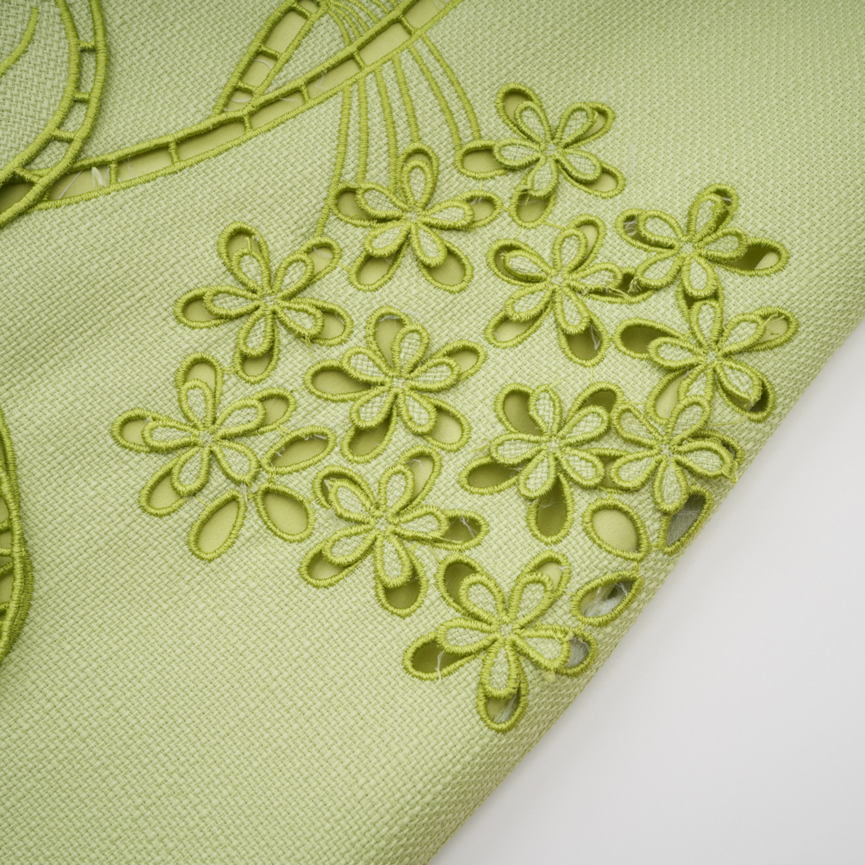Eunice Chartreuse Floral Applique Mini Dress