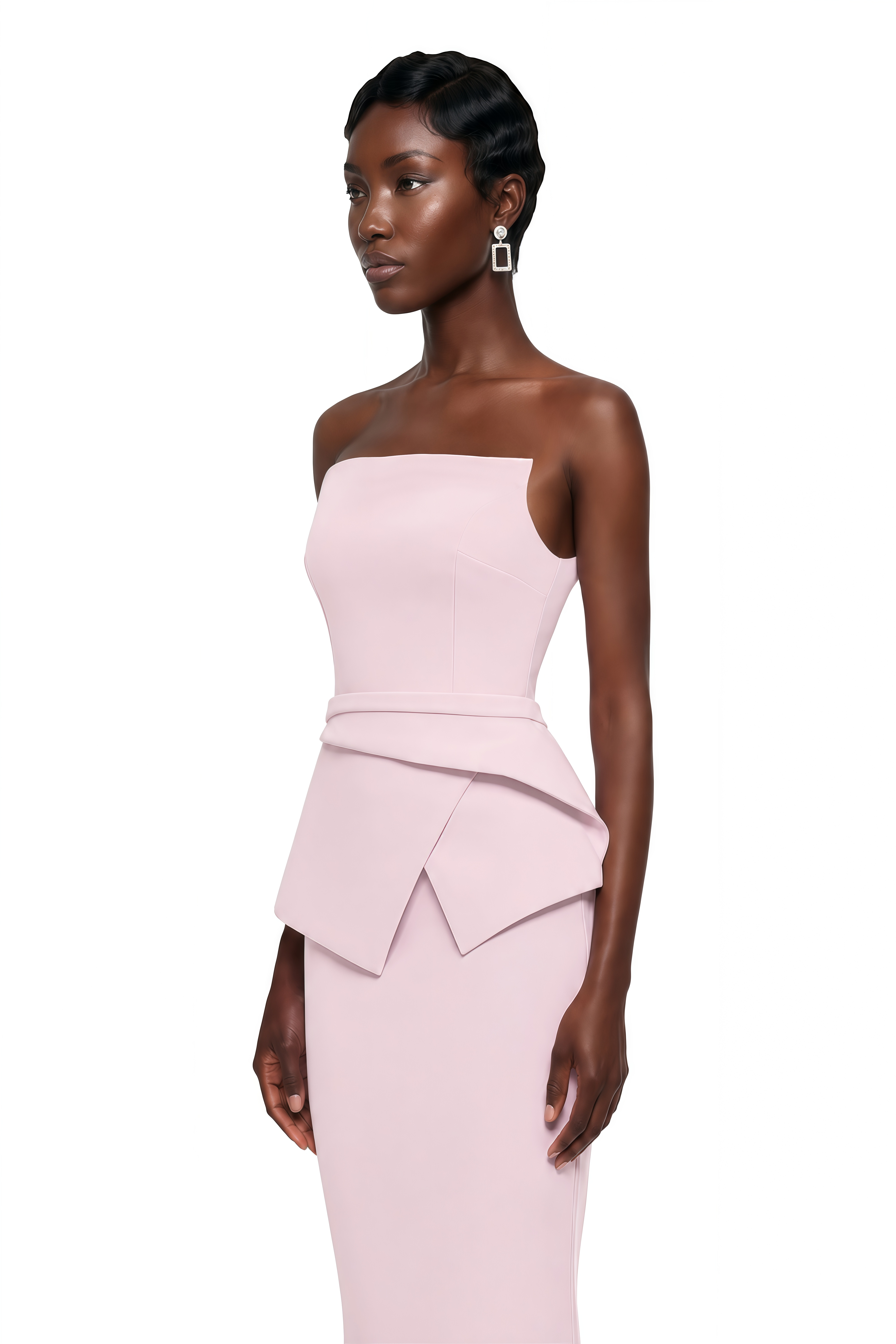 Eunice Pink Asymmetrical Mermaid Maxi Dress