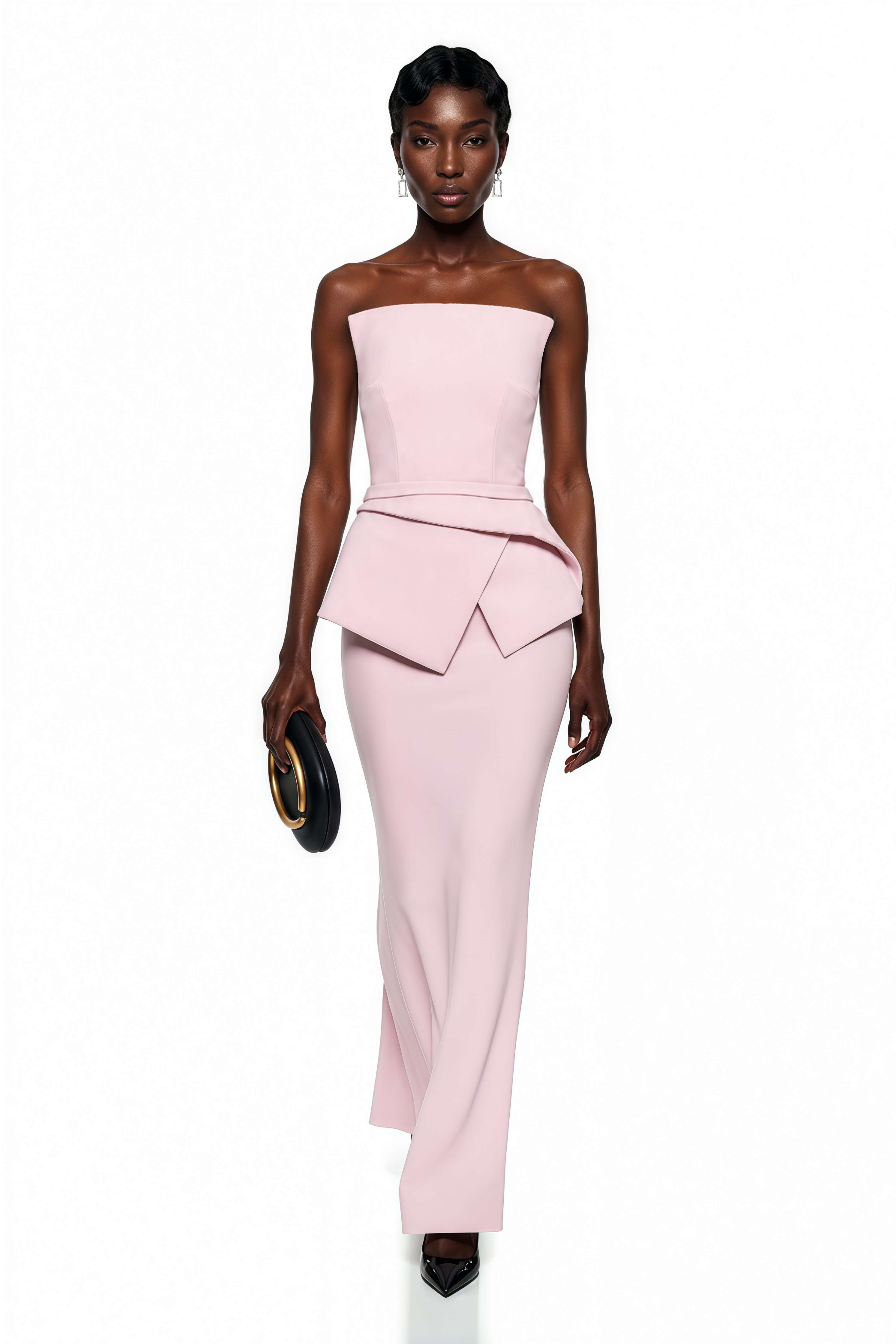 Eunice Pink Asymmetrical Mermaid Maxi Dress