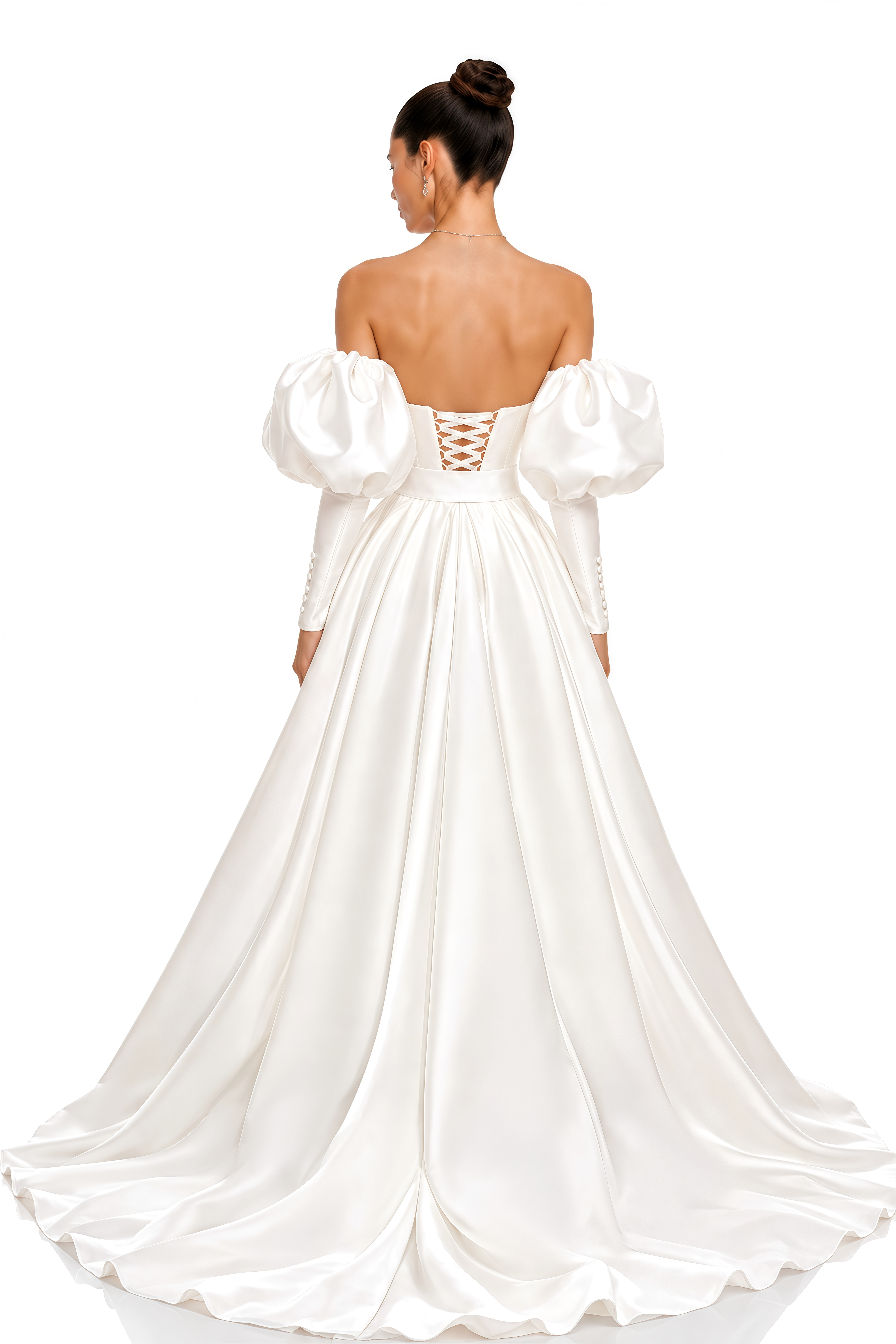 Evangeline White Off-Shoulder Puff Sleeve Maxi Dress