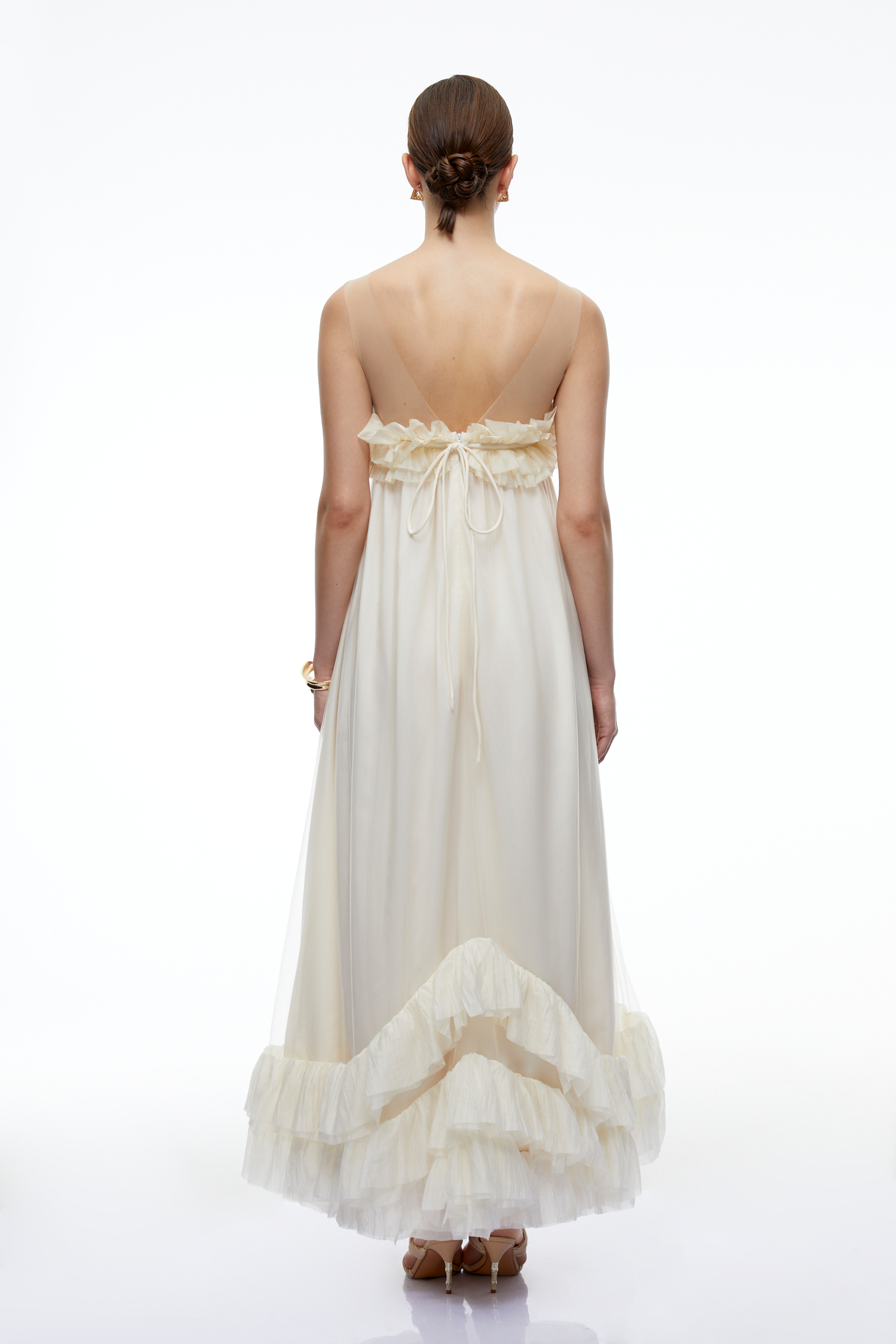 Felicity White Ruffle Lace Maxi Dress