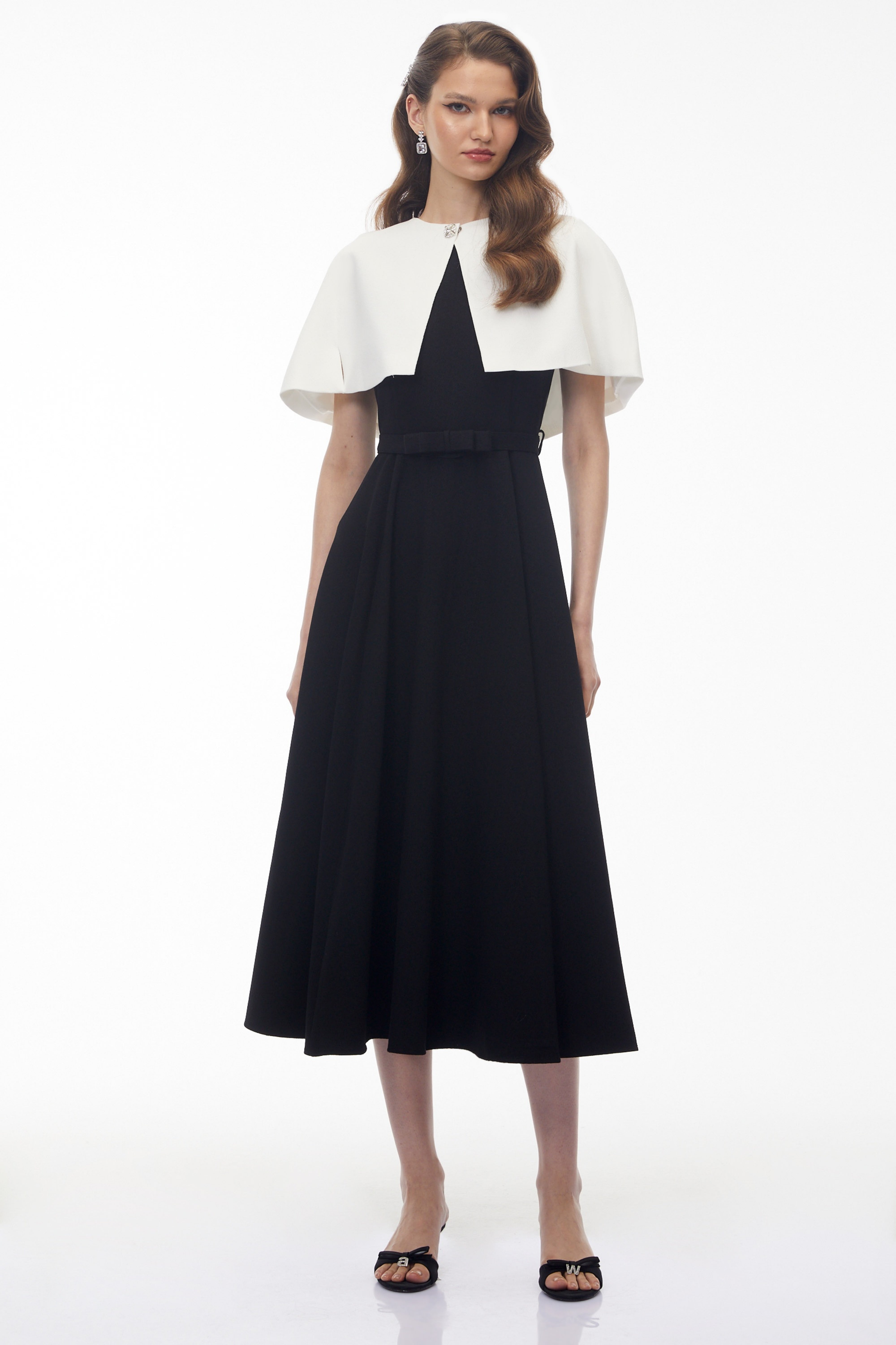 Felismina Black Color Block Cape Midi Dress – Miss Rosier