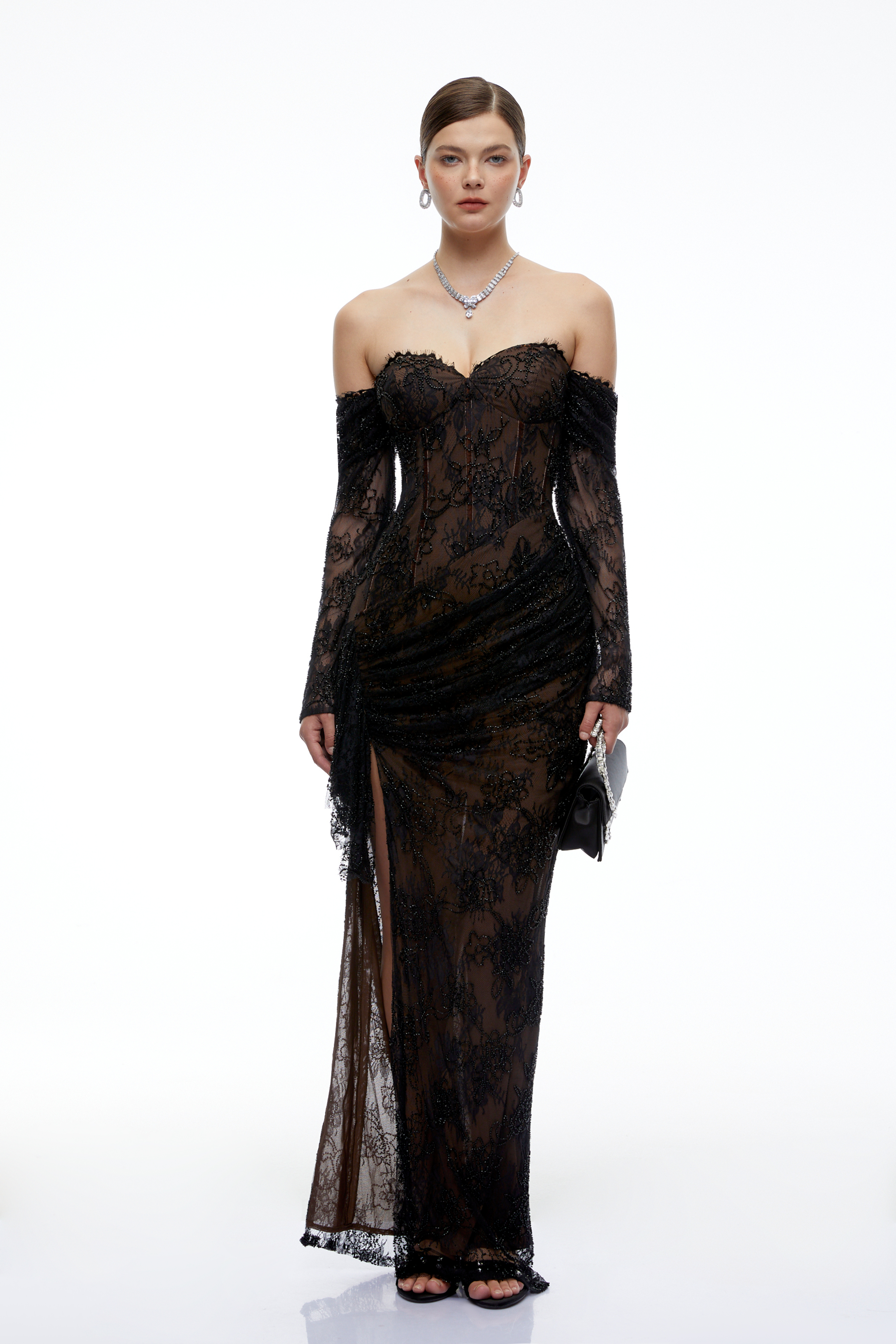 Fernanda Black Embellished Strapless Maxi Dress
