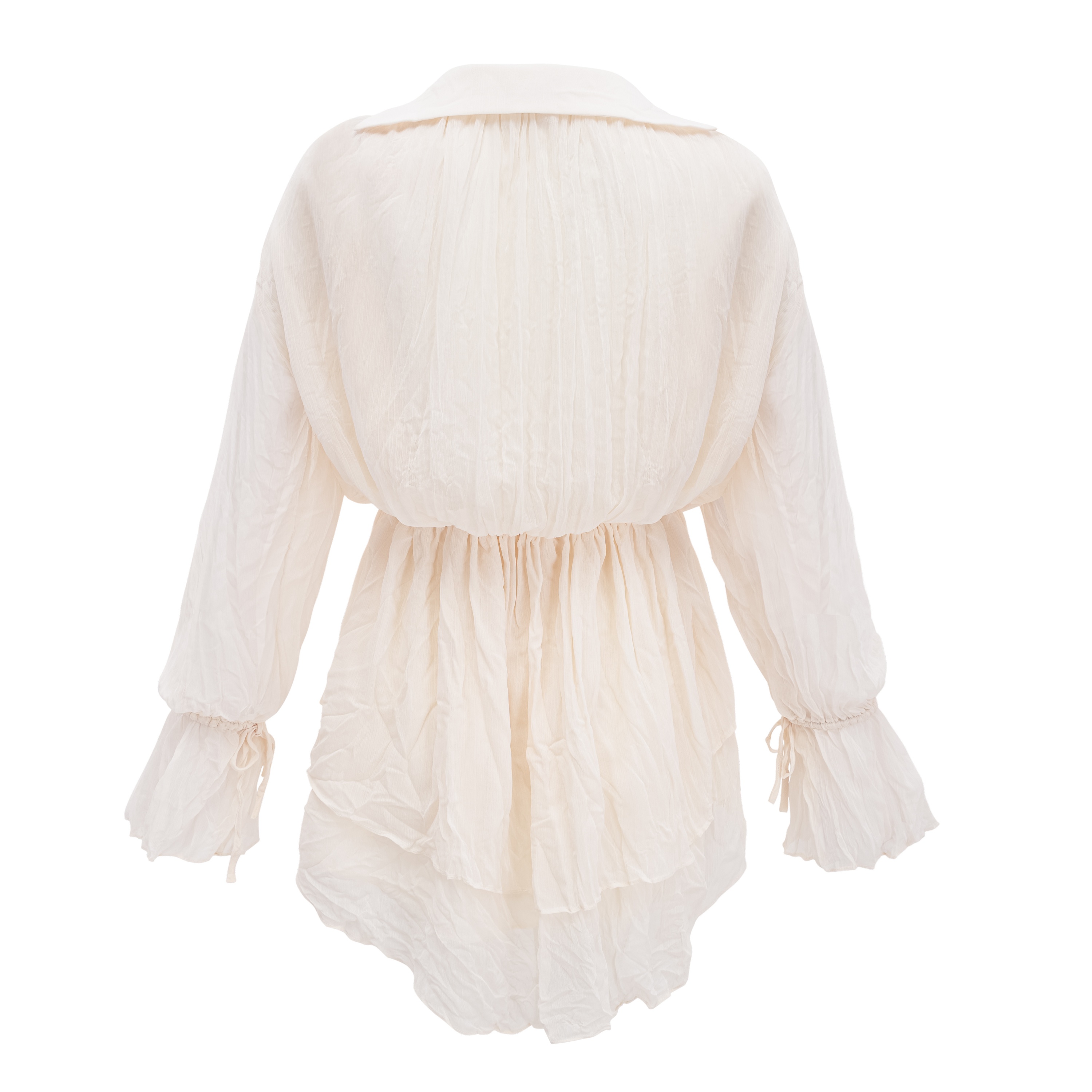 Fernanda Cream Ruched Mini Dress with Lace Trim